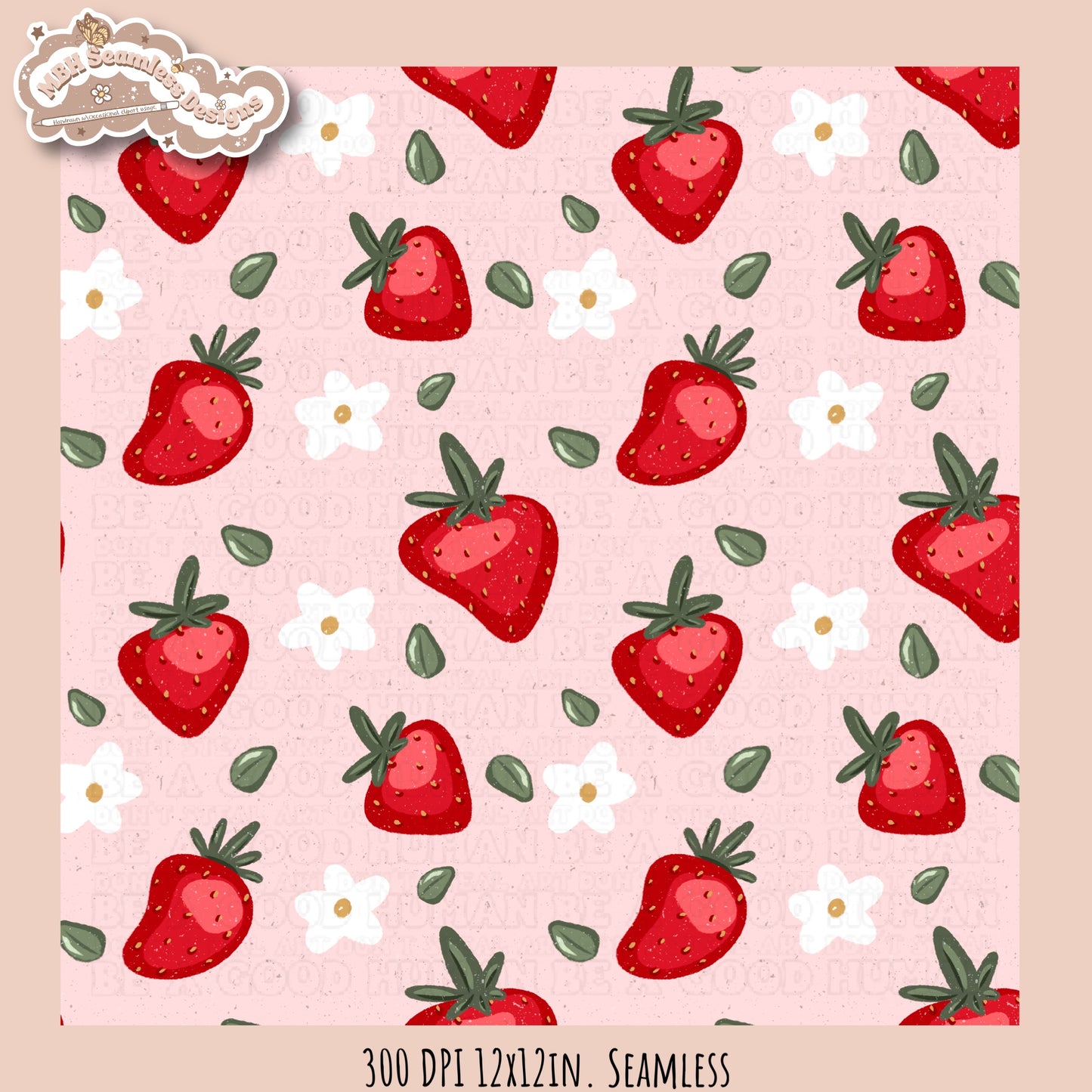 Strawberry Floral Seamless Pattern MULTIPLE COLORWAYS