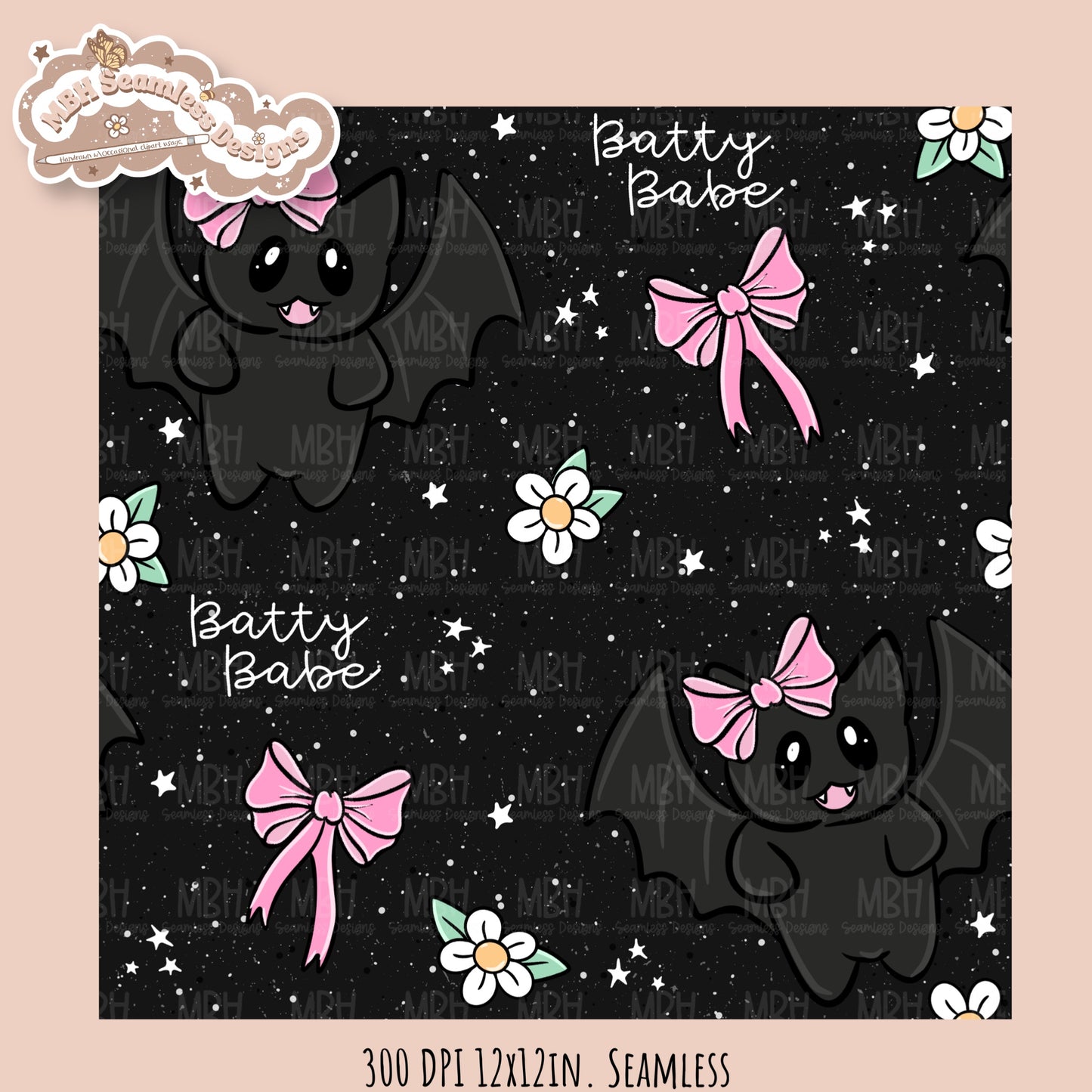 Coquette Bats • Hextober 25 // Seamless Pattern // Multiple Colorway Options