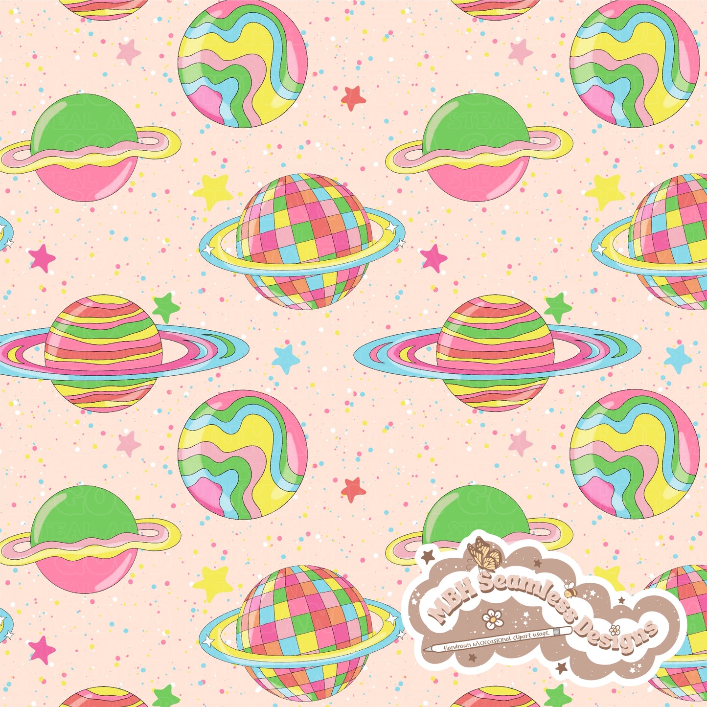 Groovy Galaxy Seamless Pattern MULTIPLE COLORWAYS