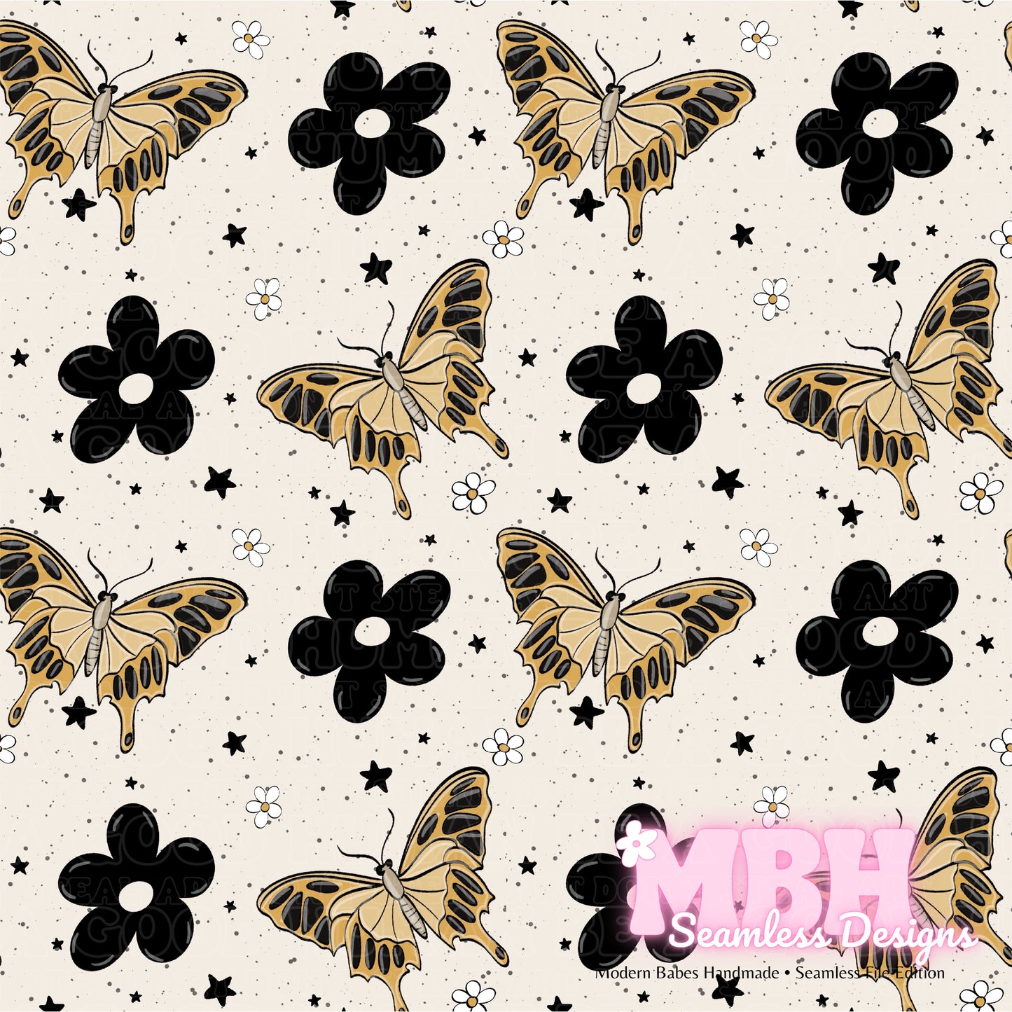 Midnight Floral Moths Seamless Pattern MULTIPLE COLORWAYS