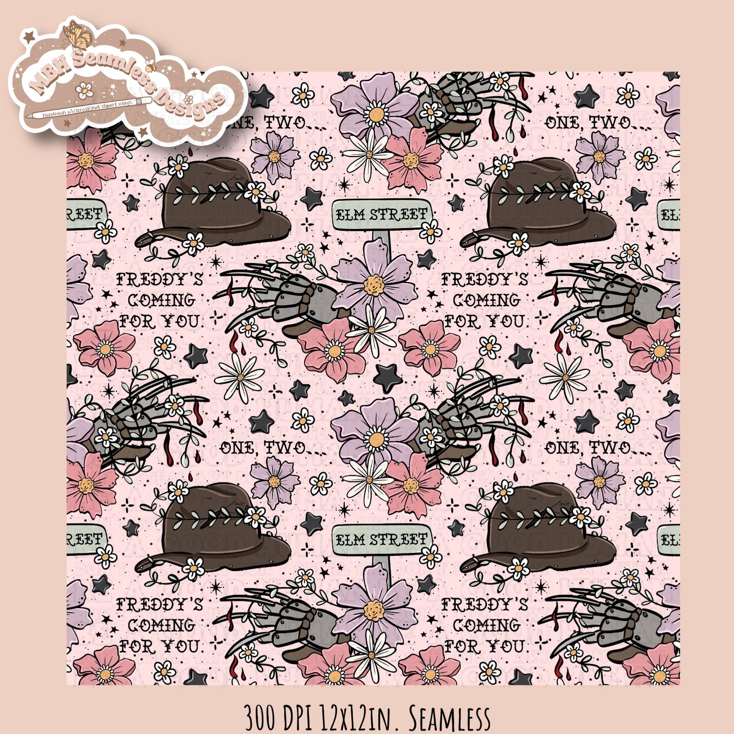 Freddy X Tattoo Floral Seamless Pattern Multiple Colorways