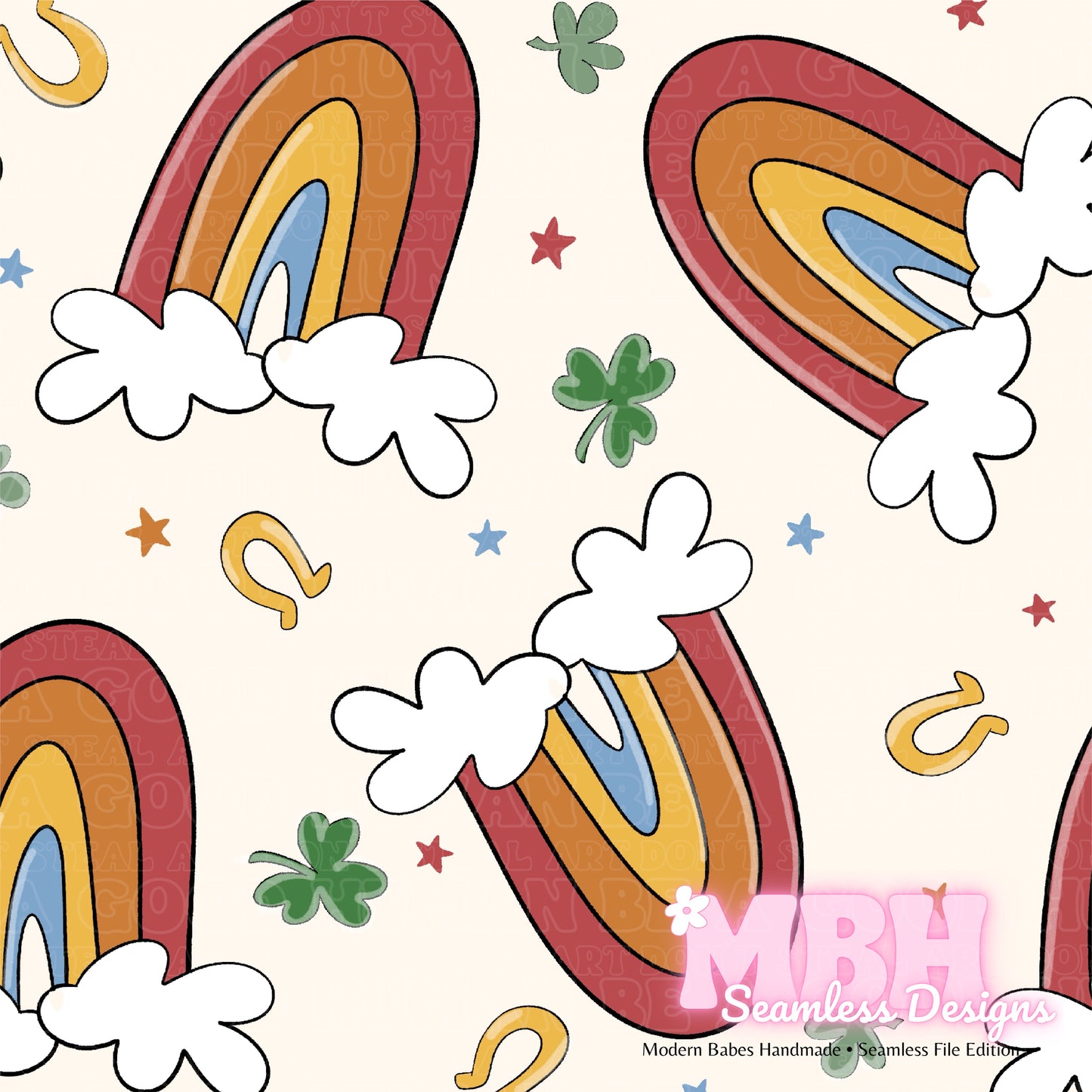 St. Patty’s Day Rainbows Assorted Colorways Seamless Pattern