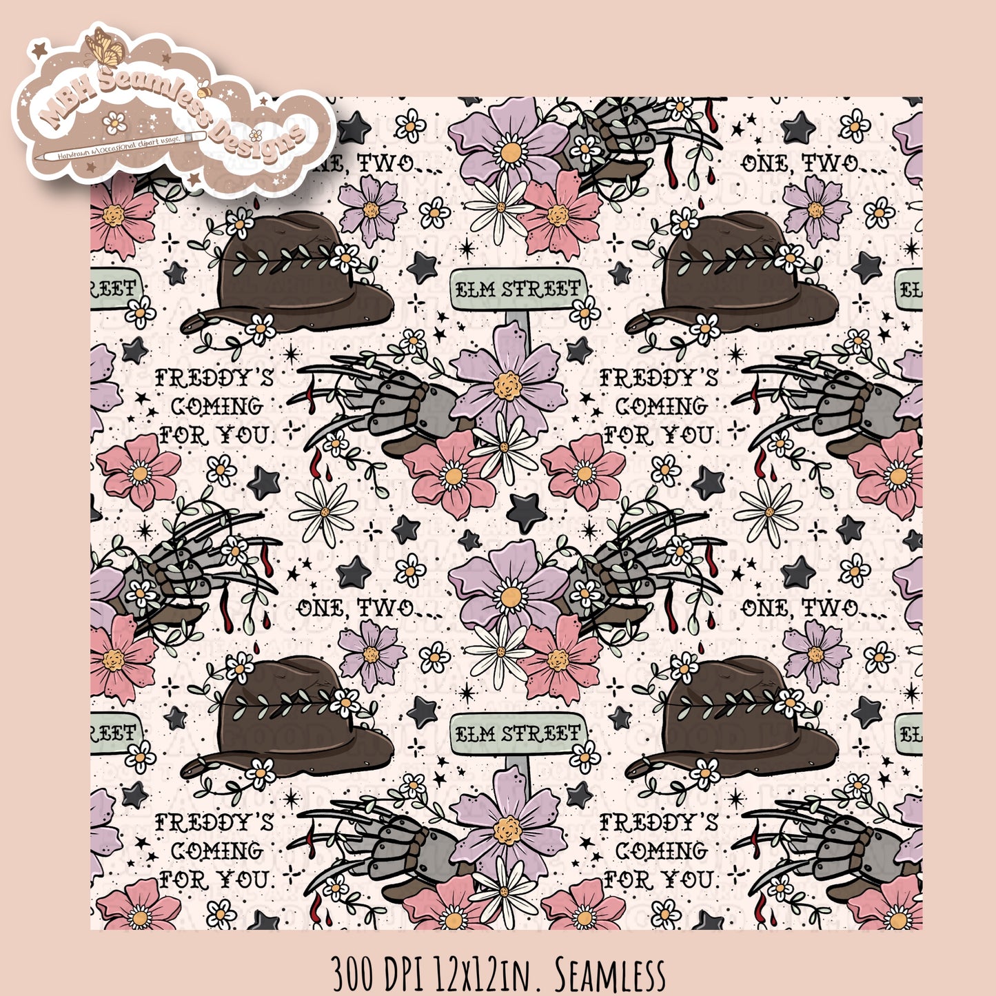 Freddy X Tattoo Floral Seamless Pattern Multiple Colorways