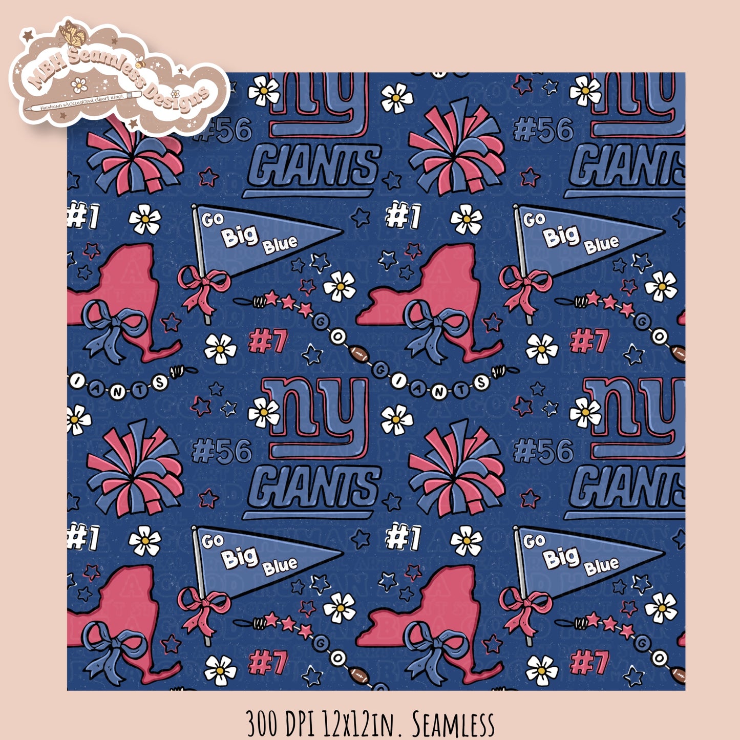 Giants x Daisies Football Seamless Pattern // Assorted Colorways