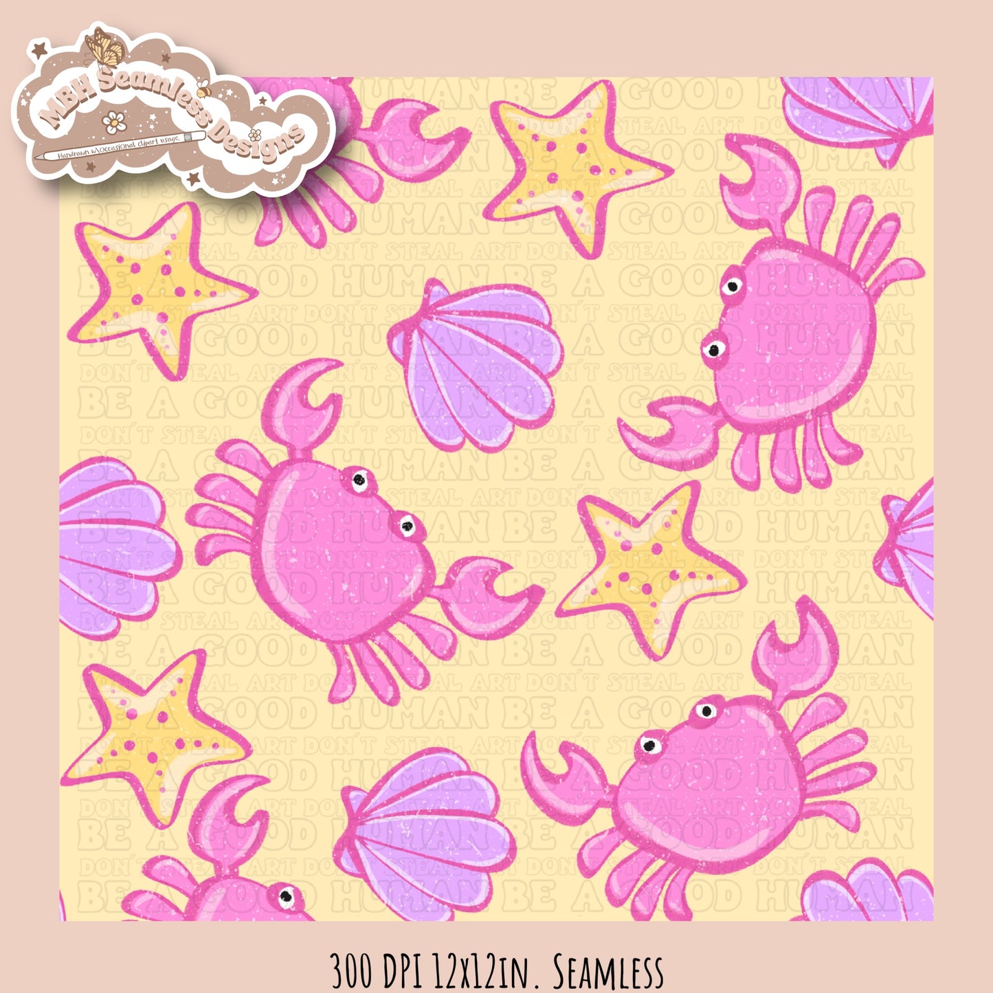Girly Crabs Seamless Pattern & PNG•Multiple Colorway Options