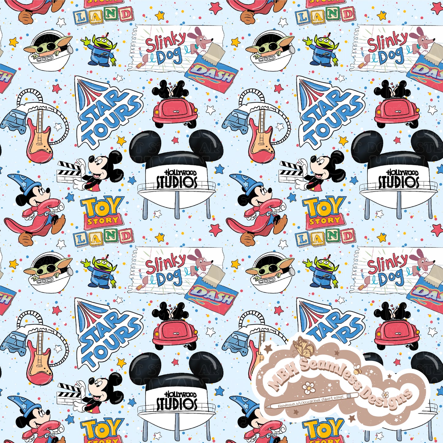 Hollywood Park Seamless Pattern & PNG MULTIPLE COLORWAYS