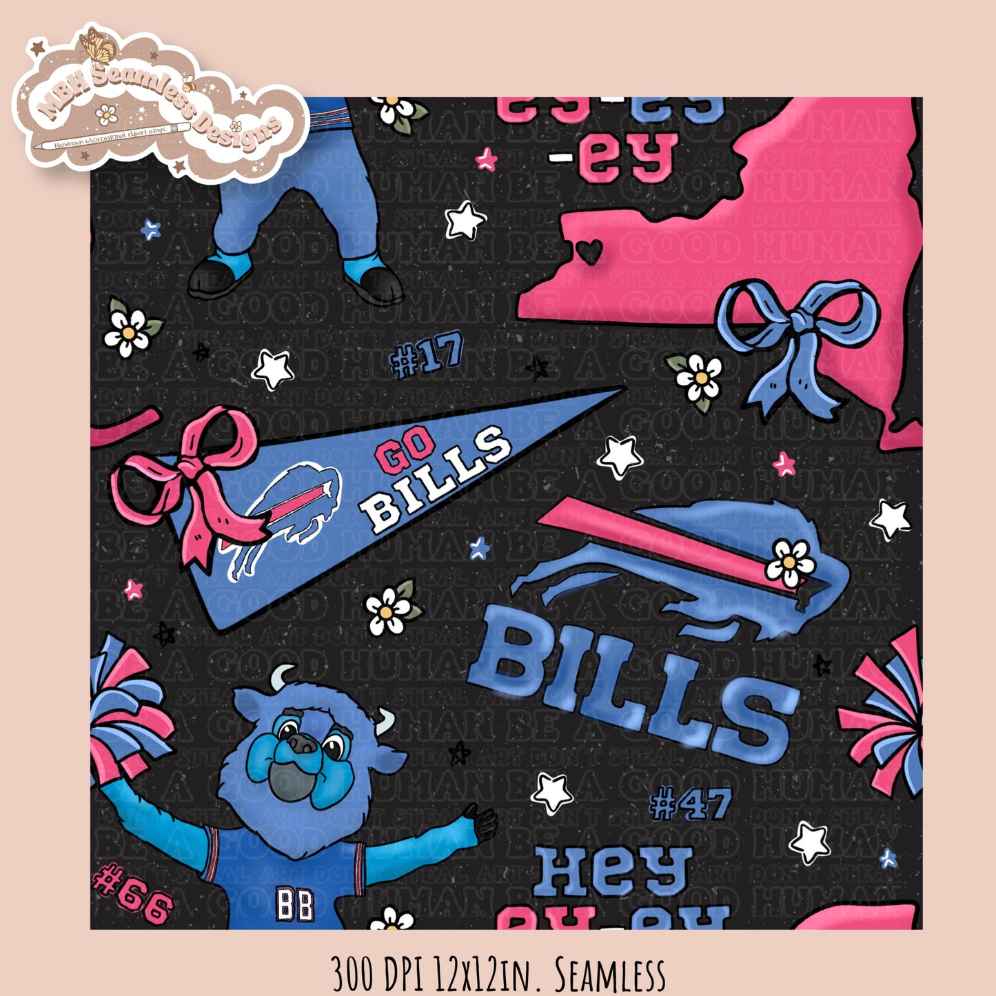 Bills x Daisies Football Seamless Pattern // Assorted Colorways