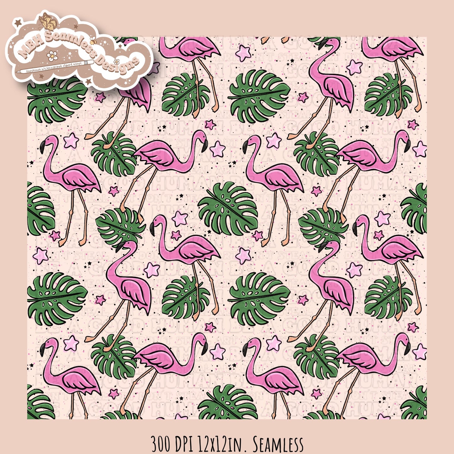 Pink Flamingos Seamless Pattern MULTIPLE COLORWAY OPTIONS