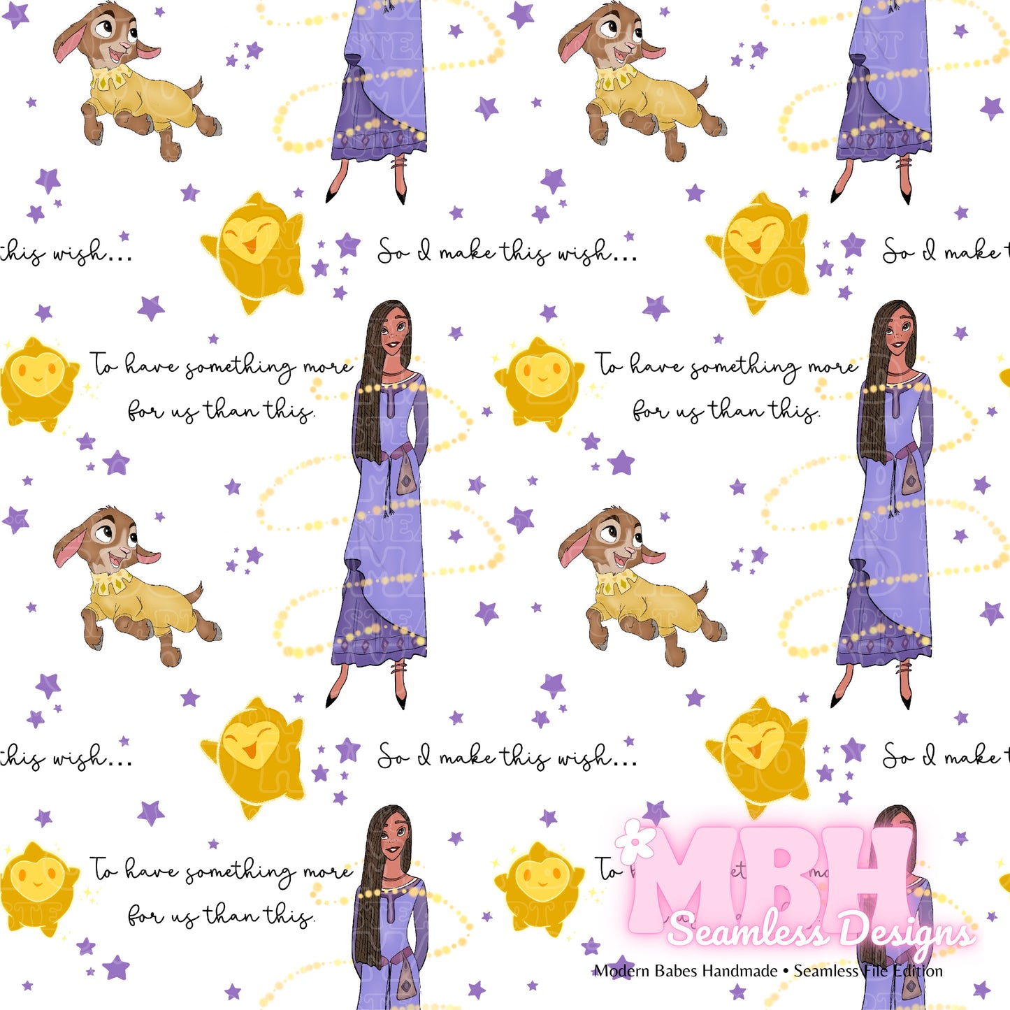 WISH Lyrics Assorted Colorways Seamless Pattern