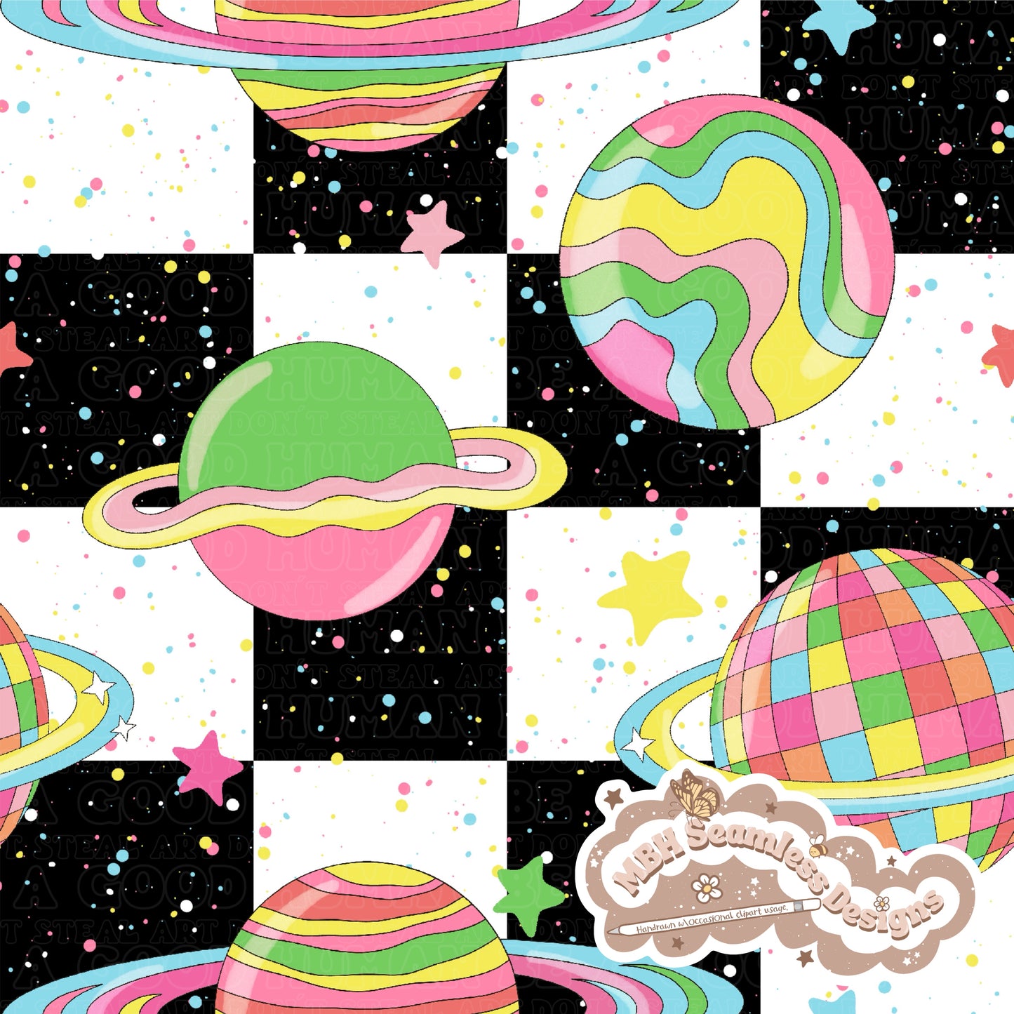 Groovy Galaxy Seamless Pattern MULTIPLE COLORWAYS