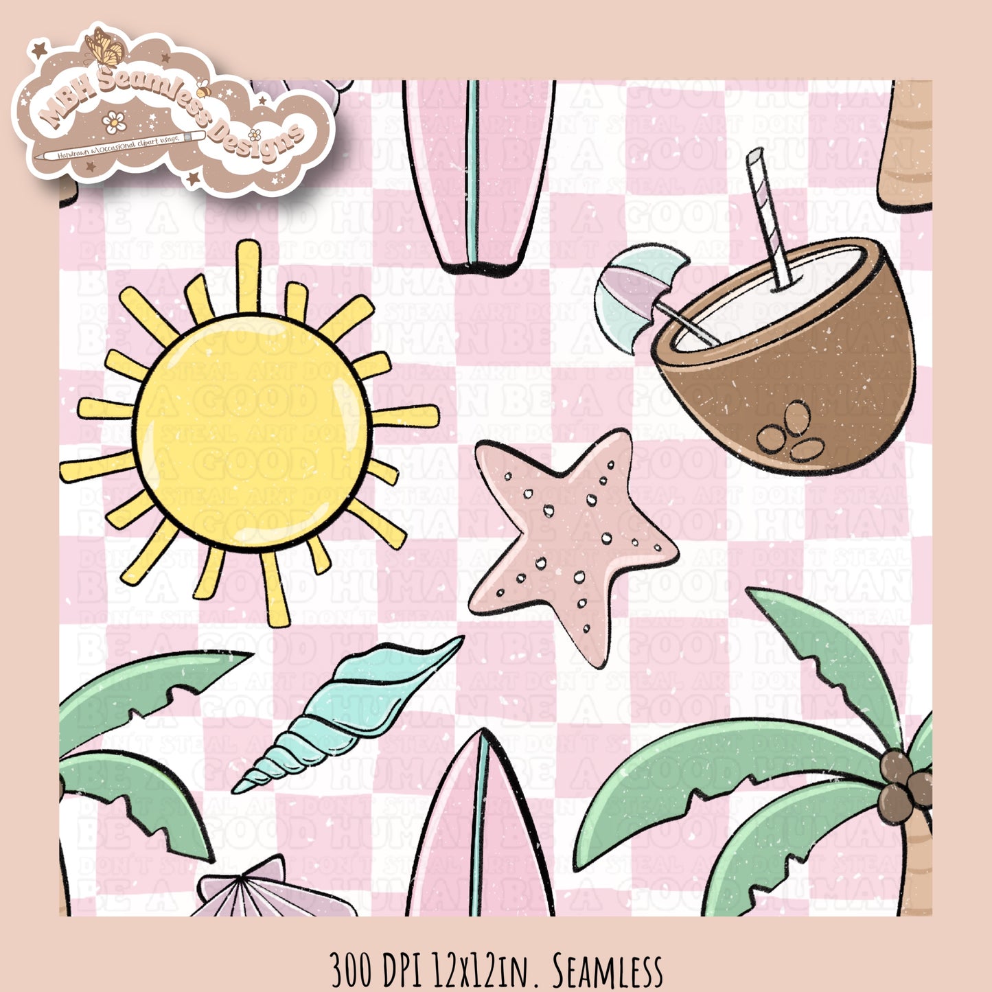 Beach Vibes Seamless Pattern • Multiple Colorways