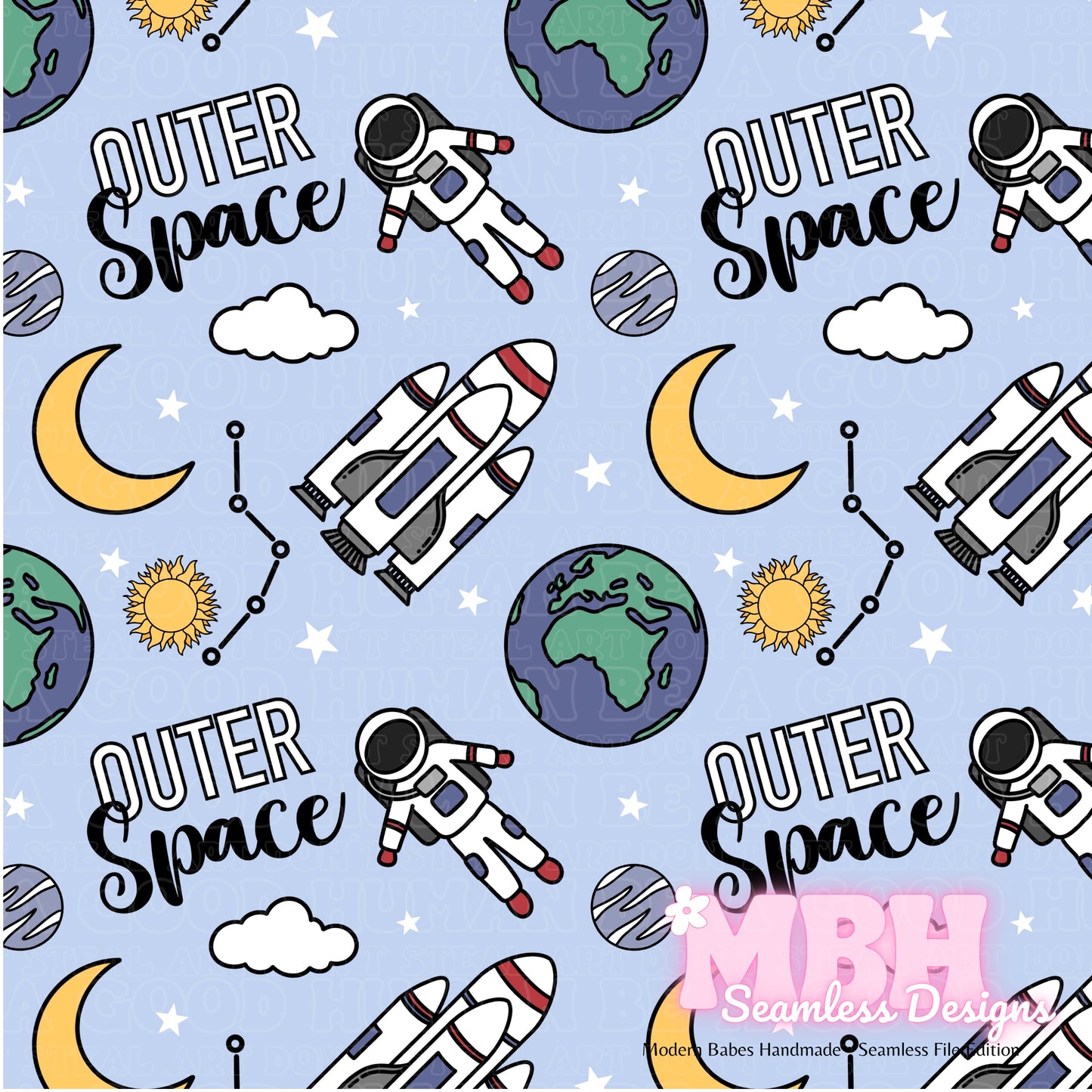 Outer Space ASSORTED COLORWAYS Seamless Pattern