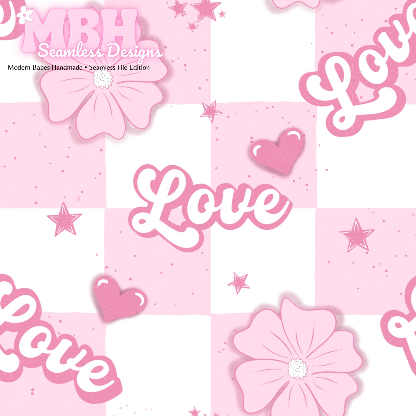 Checkered Pink Love Seamless Pattern