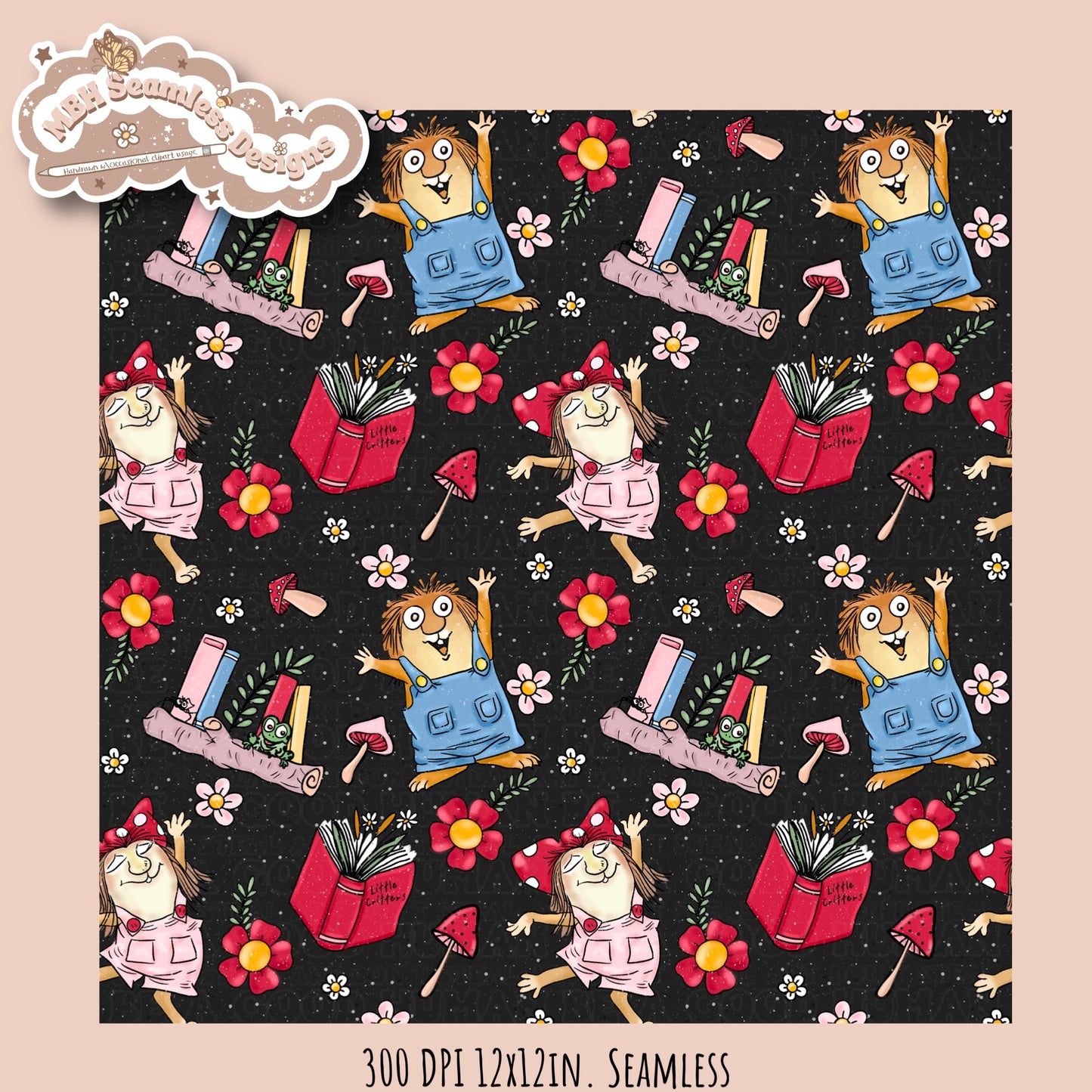 Little Critters Seamless Pattern // PNG // Multiple Colorways