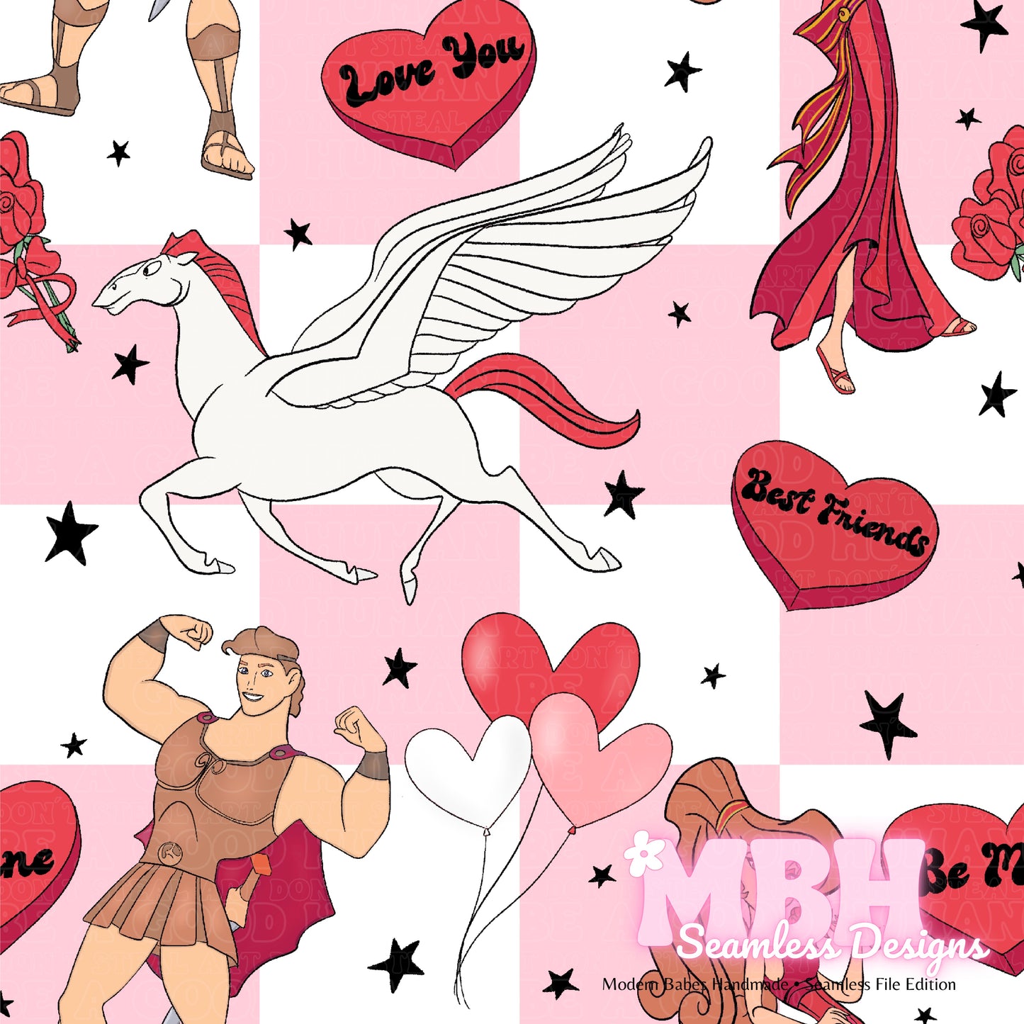 Hercules Valentine Assorted Colorways Seamless Pattern