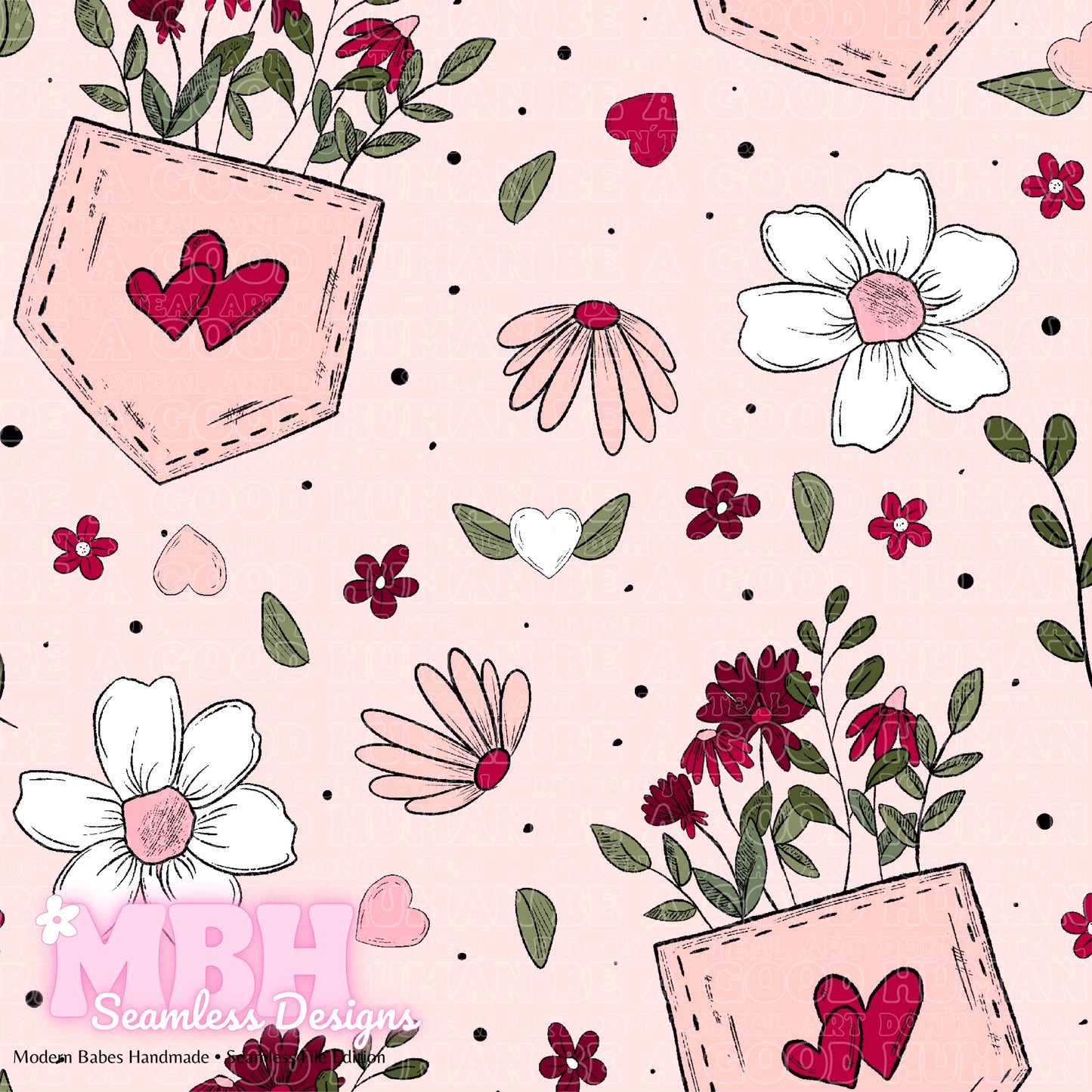 Pocket Full of Flowers Seamless Pattern & PNG