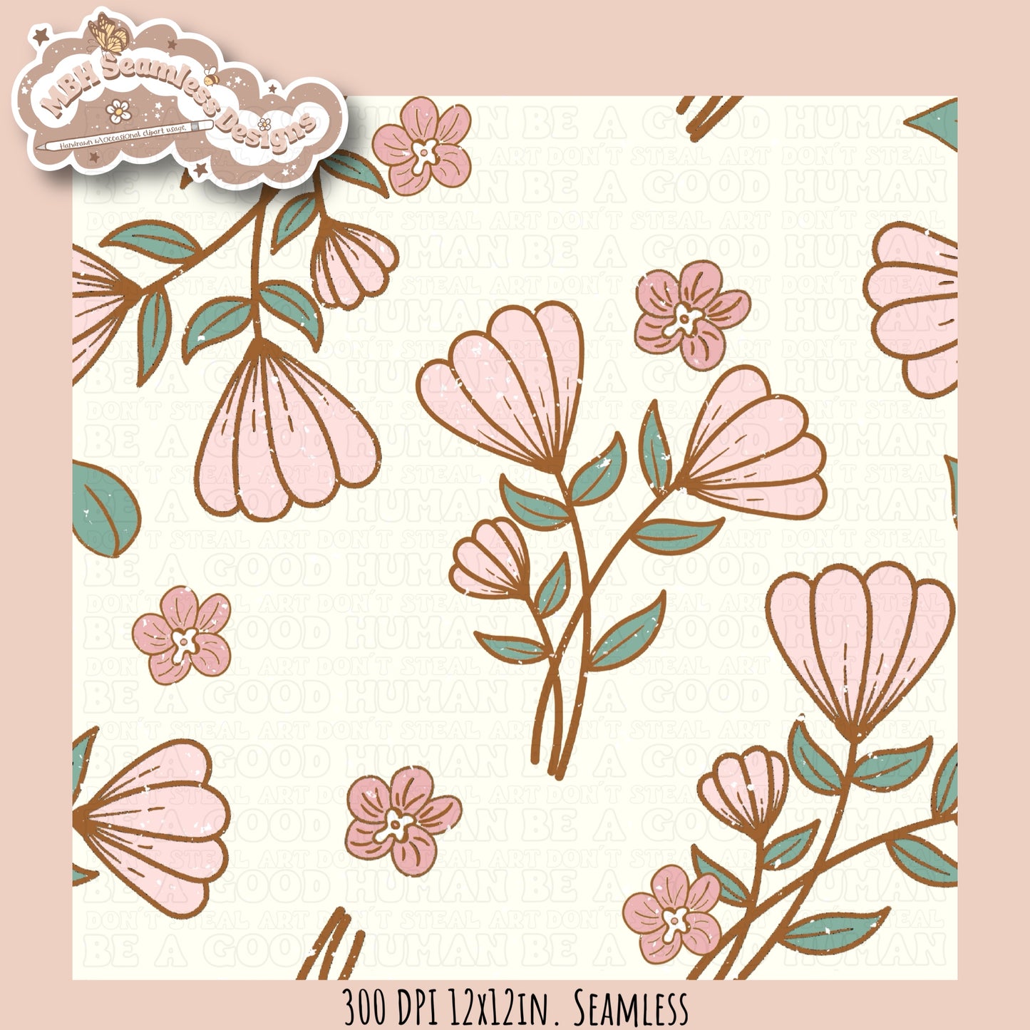 Bohemian Flowers Seamless Pattern