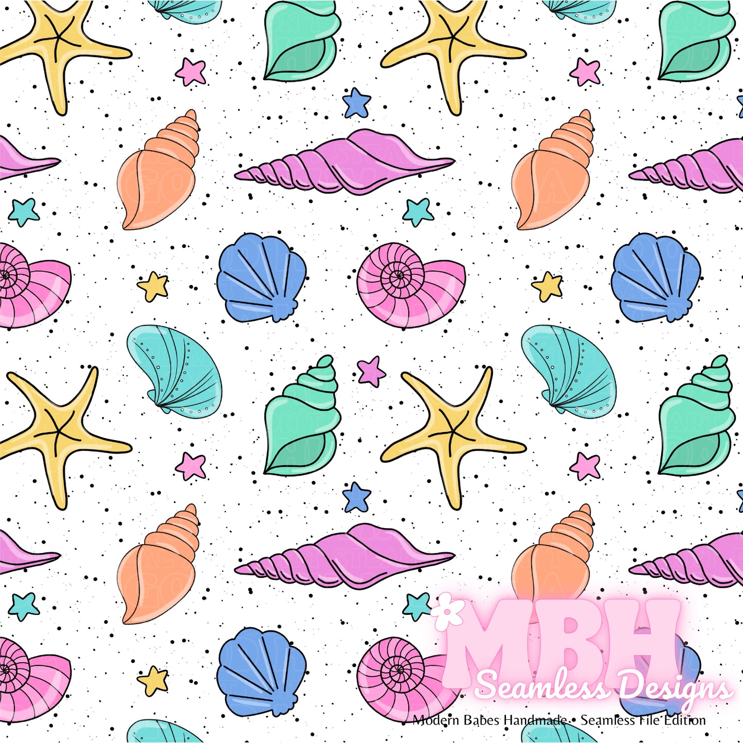 Seashells Spex Seamless Pattetn MULTIPLE COLORWAYS
