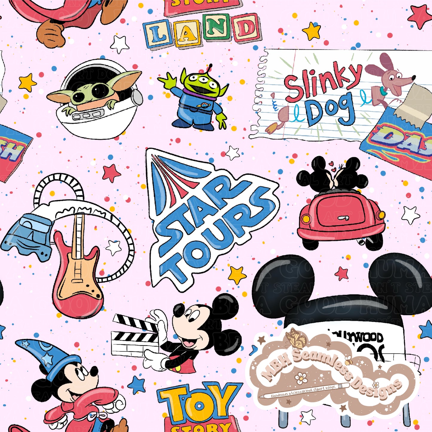 Hollywood Park Seamless Pattern & PNG MULTIPLE COLORWAYS