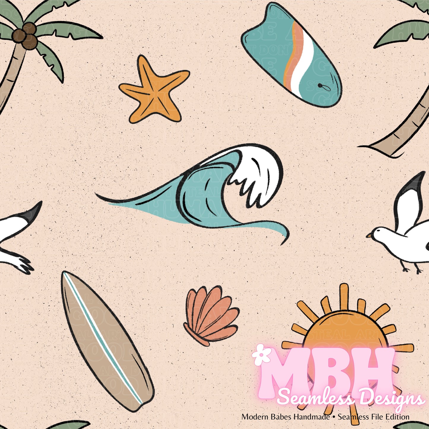 Boho Surf Seamless Pattern MULTIPLE COLORWAYS