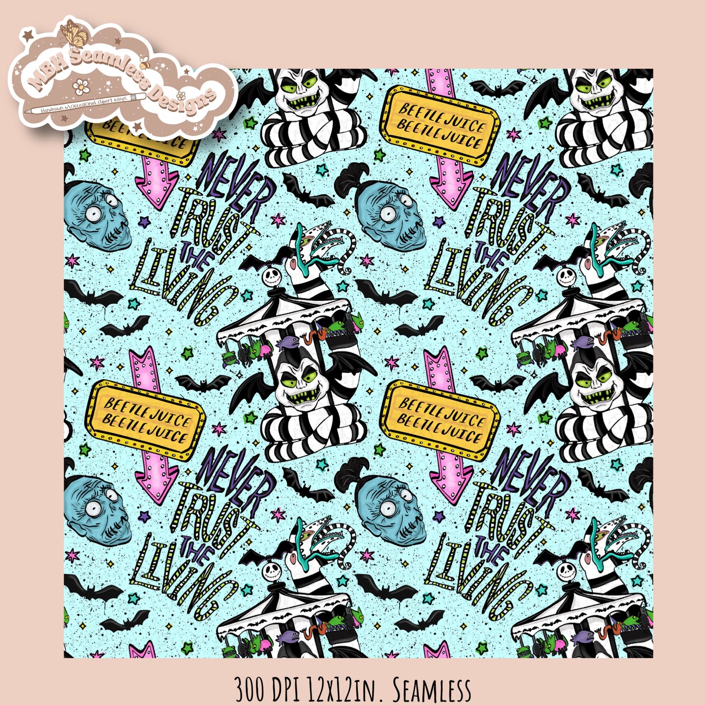 Never Trust The Living Seamless Pattern // PNG // Multiple Colorway Options