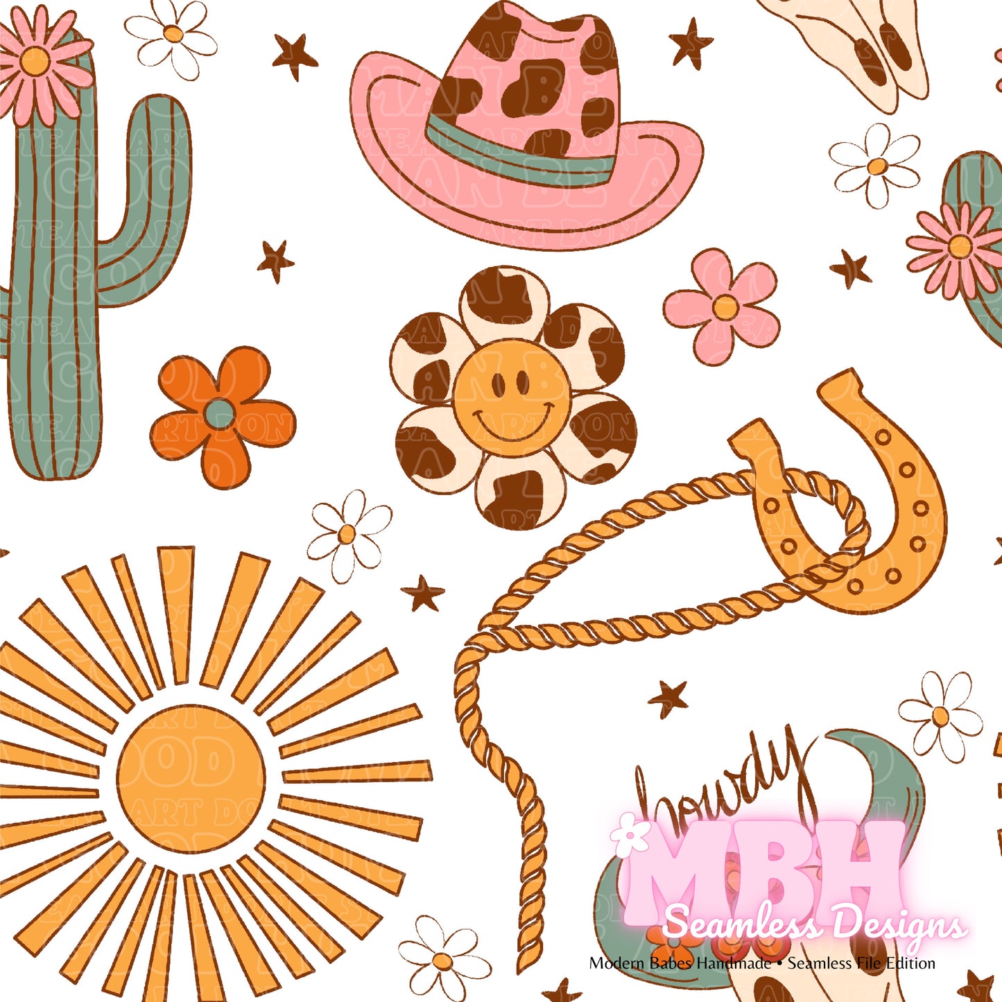 Groovy Western Seamless Pattern