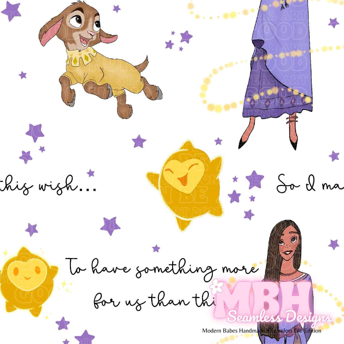 WISH Lyrics Assorted Colorways Seamless Pattern