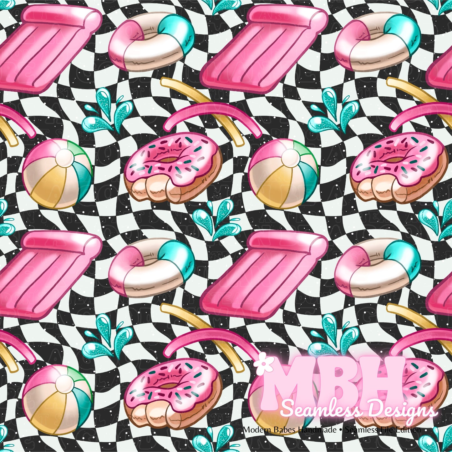 Pool Splash Seamless Pattern MULTIPLE COLORWAYS