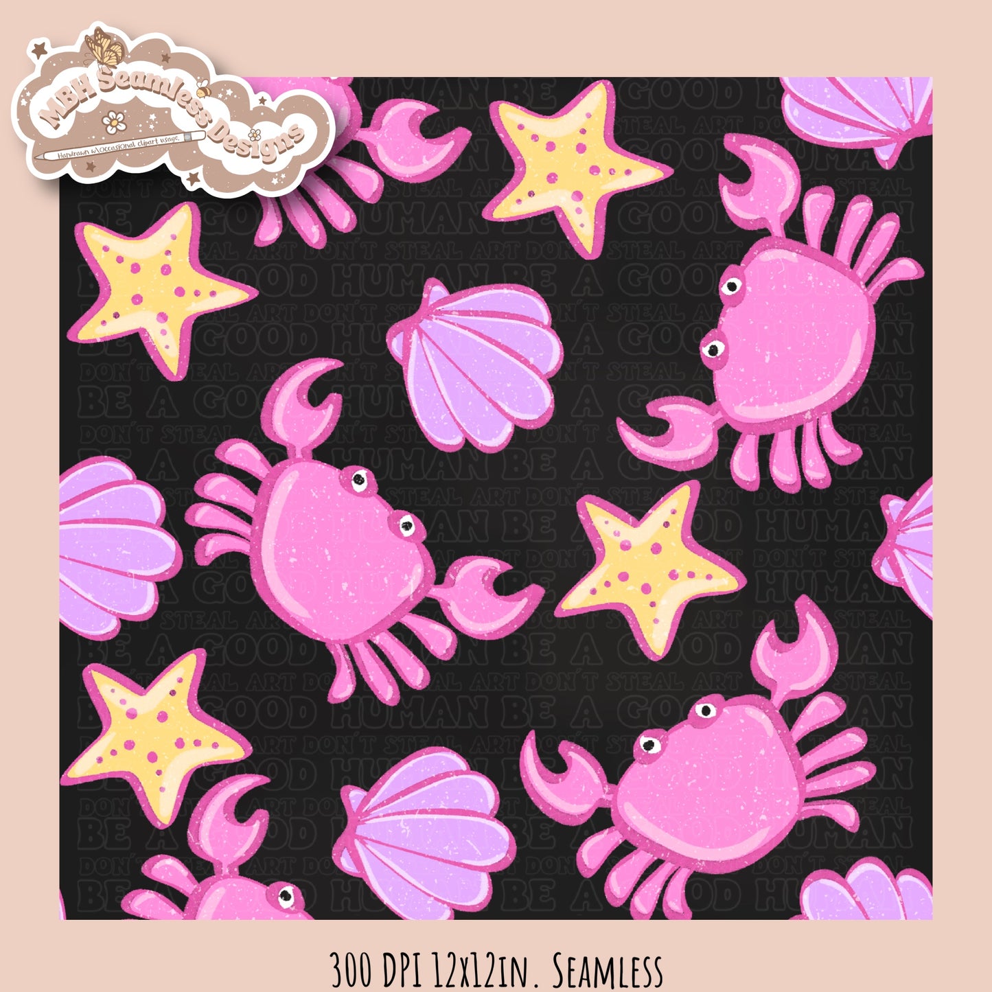 Girly Crabs Seamless Pattern & PNG•Multiple Colorway Options