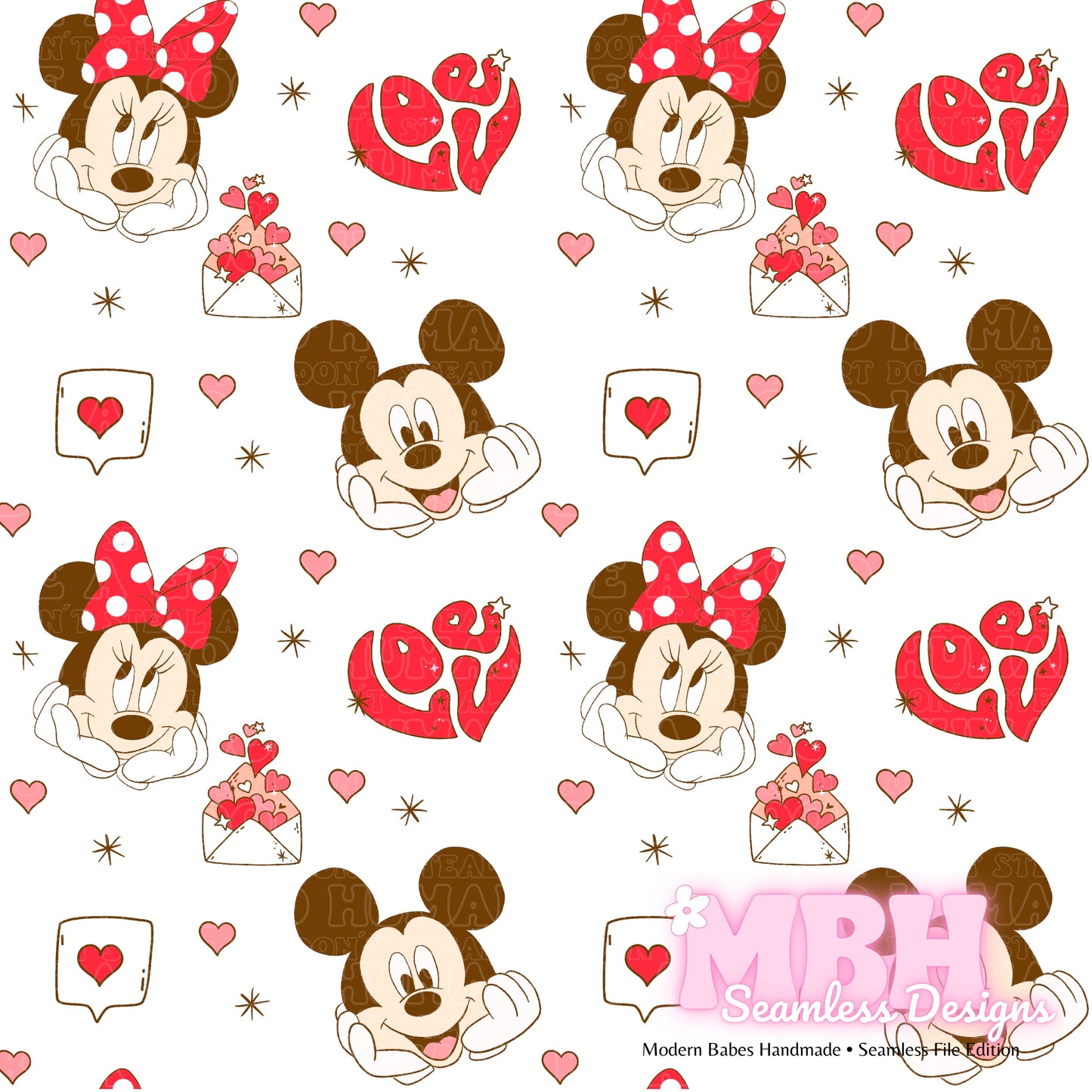 Mouse Love Seamless Pattern