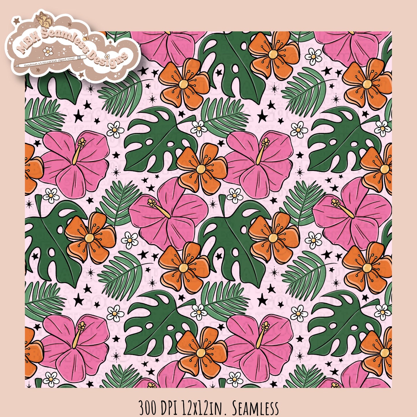 Tropical Floral Seamless Pattern • Multiple Colorway Options