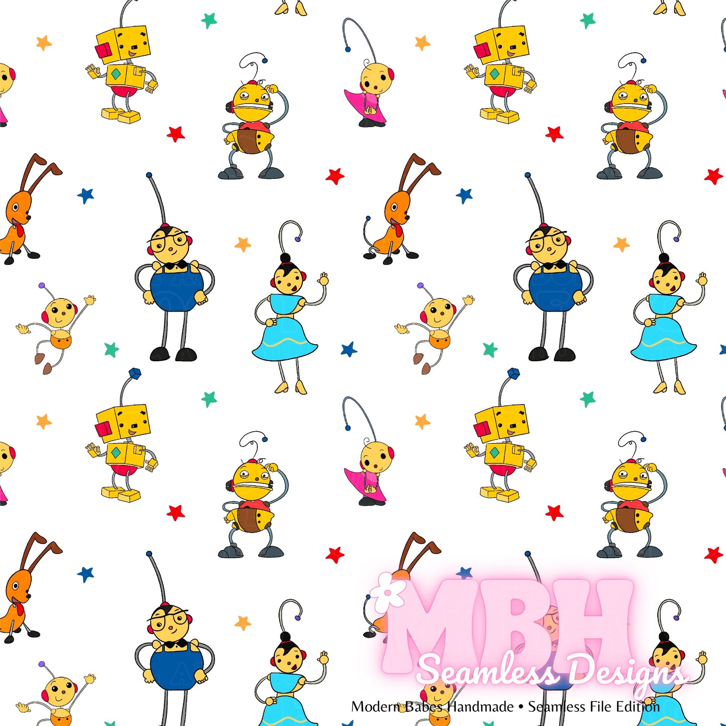 Rolie Polie Olie Stars Seamless Pattern MULTIPLE COLORWAYS