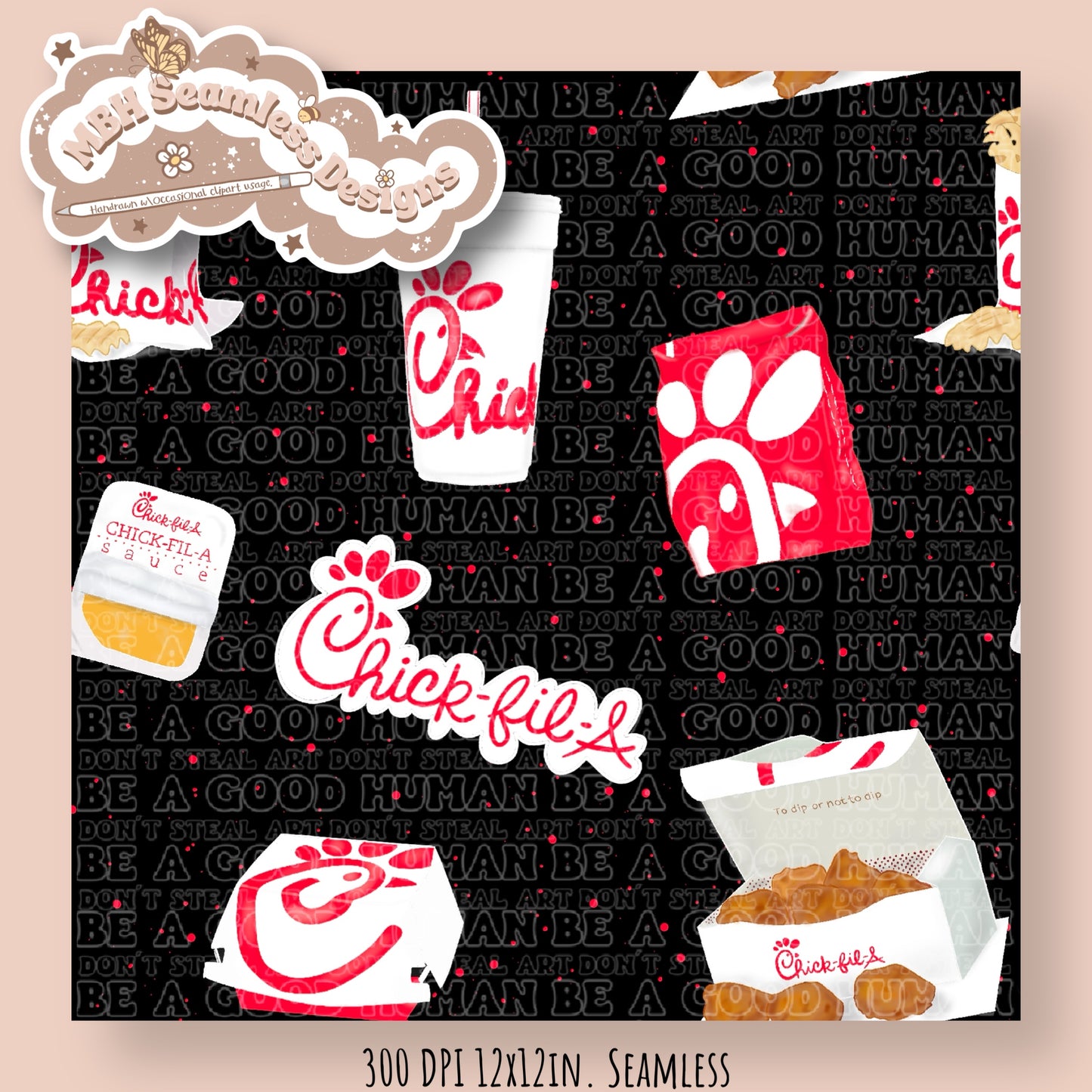 Chic Fil A Spex Seamless Pattern & PNG
