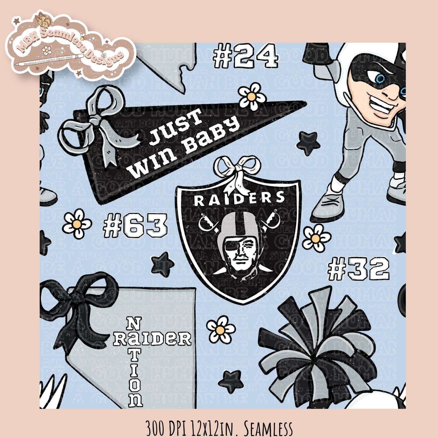 Raiders x Daisies Football Seamless Pattern // Assorted Colorways