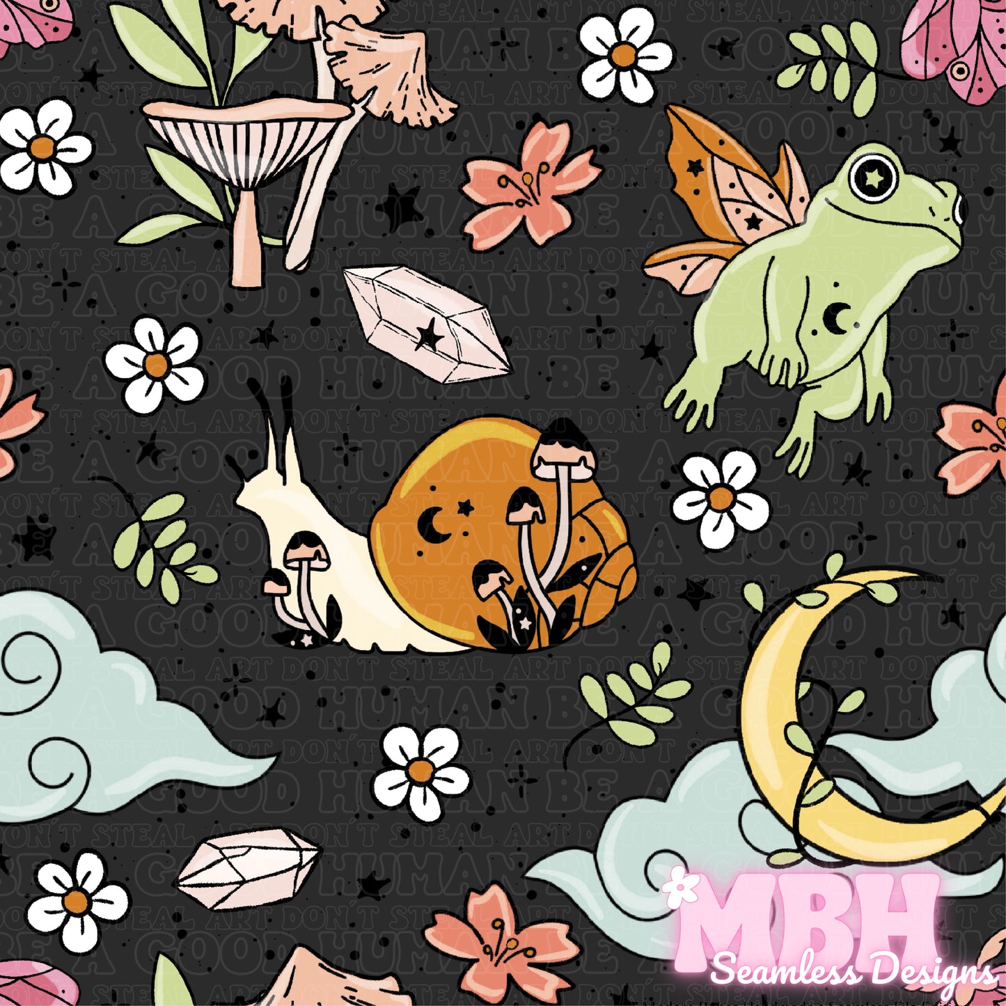 Mystical Cottagecore Assorted Colorways Seamless Pattern