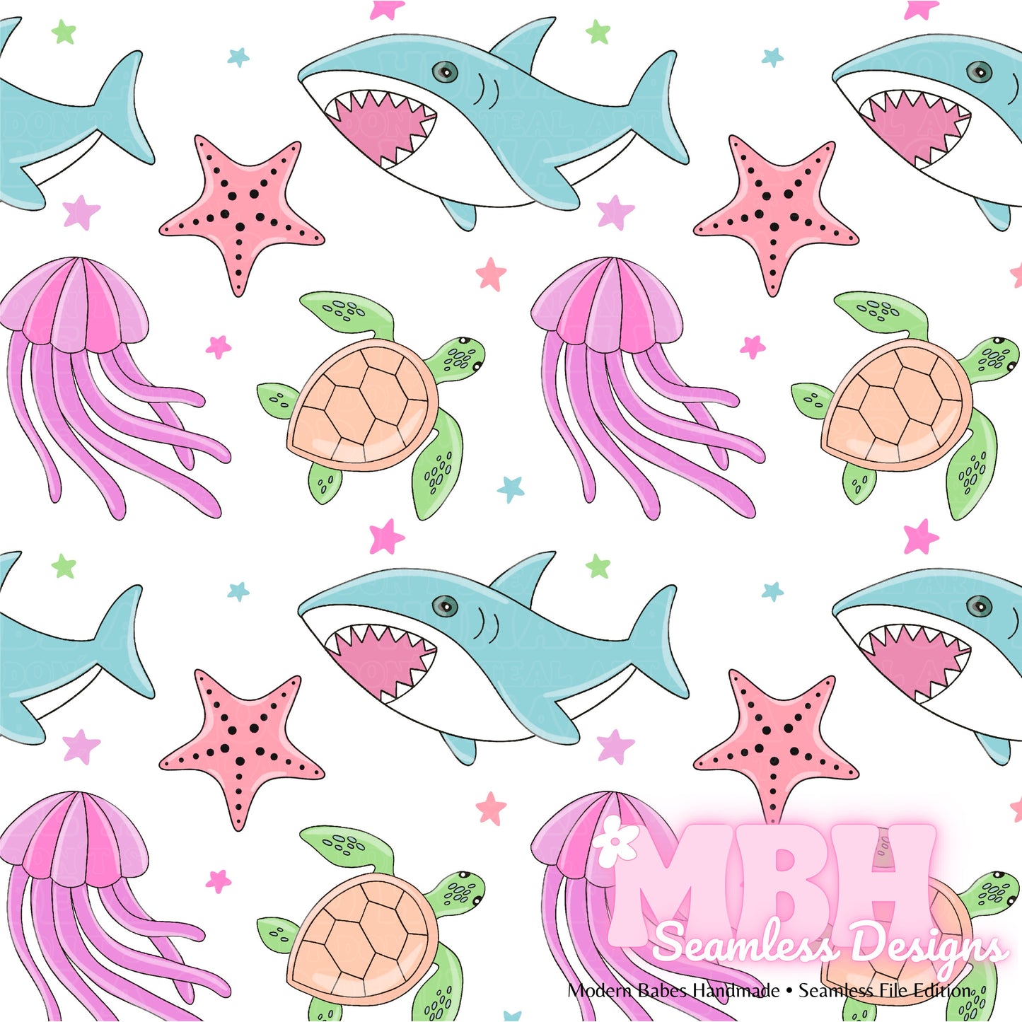 Boho Ocean Life Seamless Pattern MULTIPLE COLORWAYS