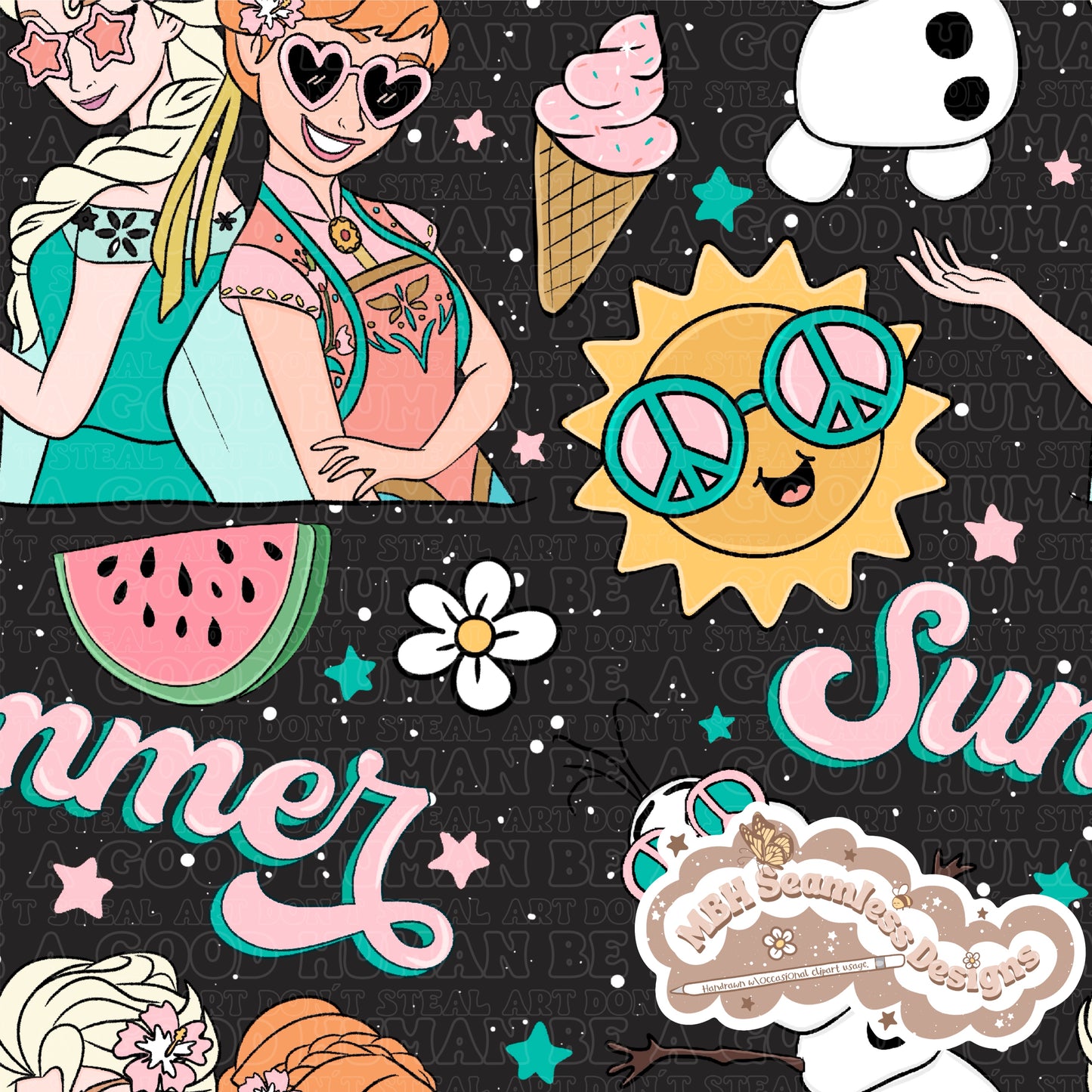 Frozen Summer Seamless Pattern MULTIPLE COLORWAYS