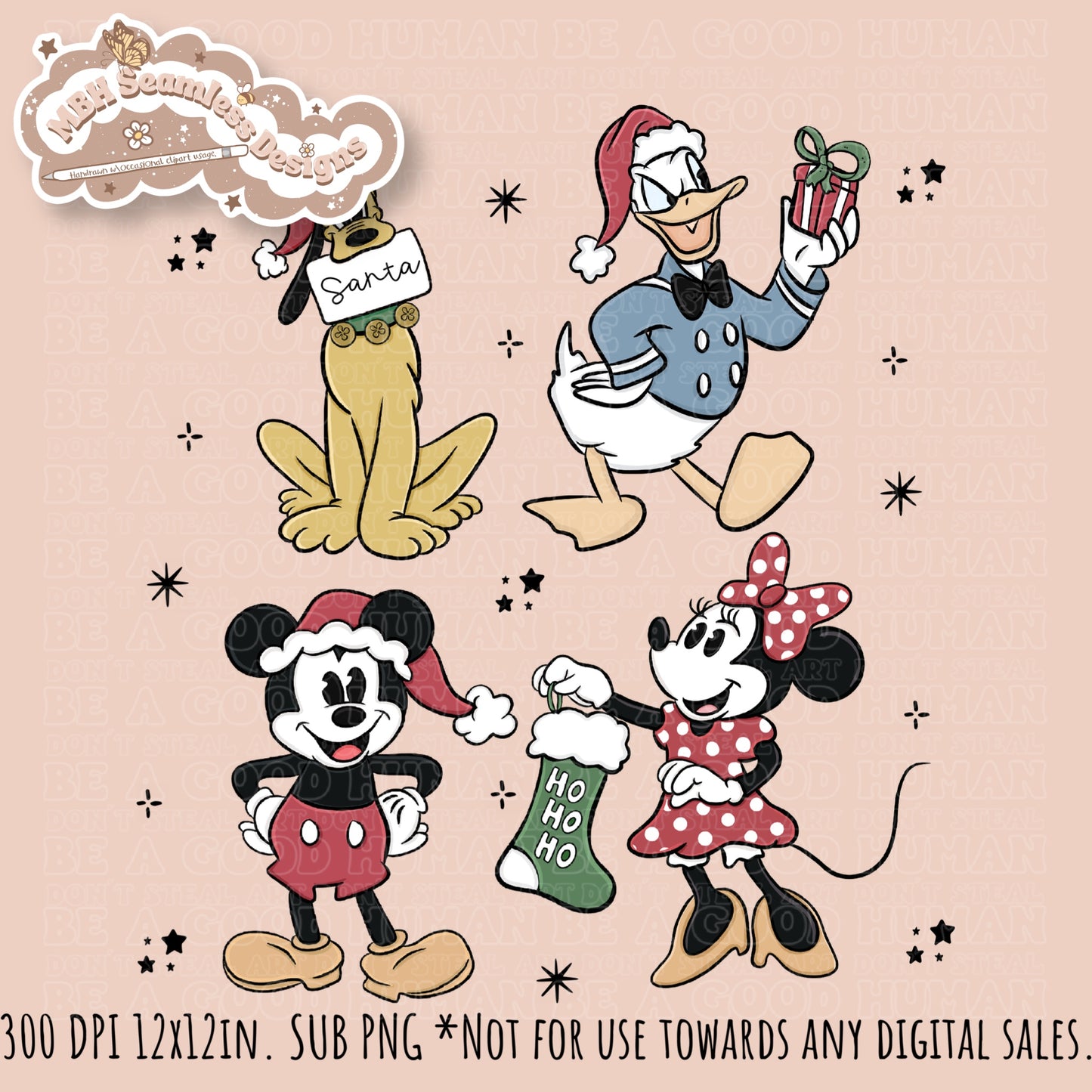 Christmas Mouse & Friends  Seamless Pattern // PNG //MULTIPLE COLORWAYS