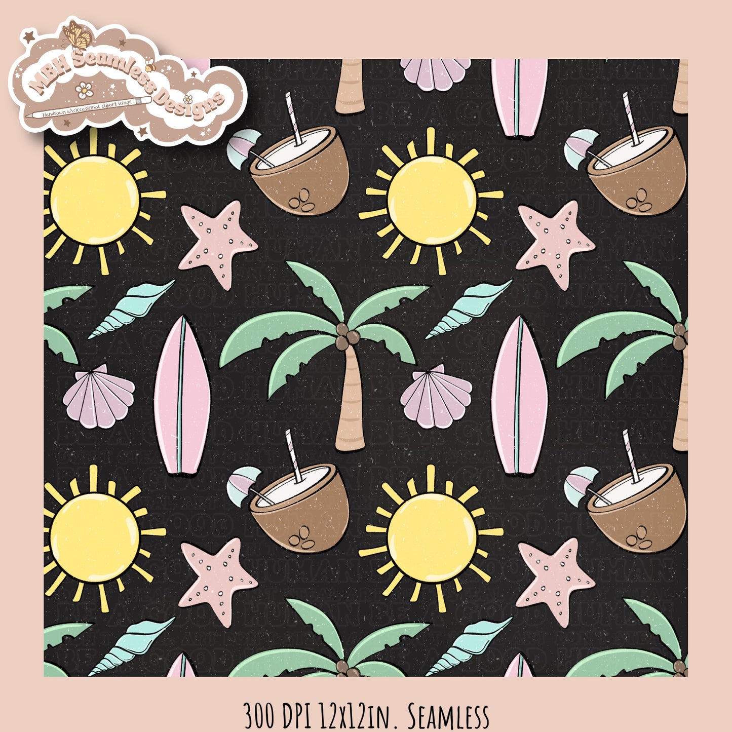 Beach Vibes Seamless Pattern • Multiple Colorways