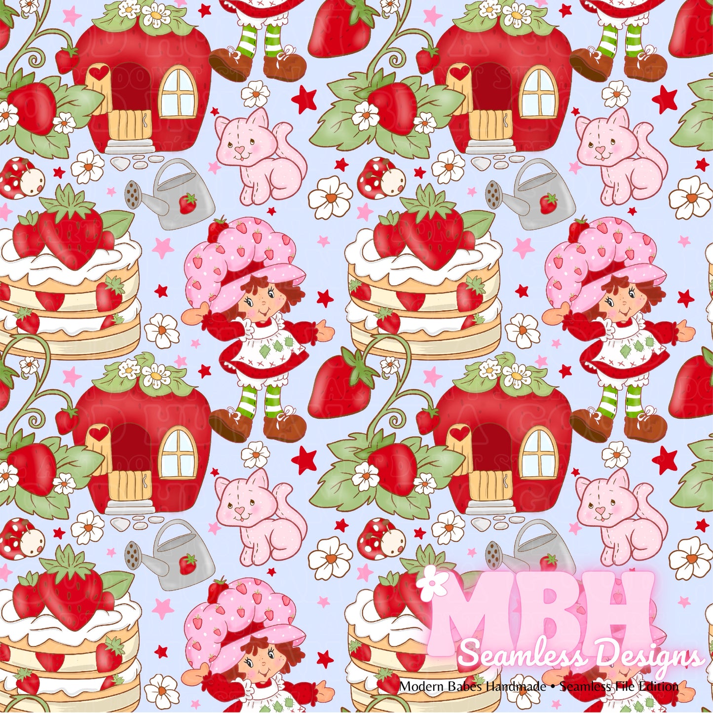 Strawberry Shortcake MULTIPLE COLORWAYS Seamless Pattern