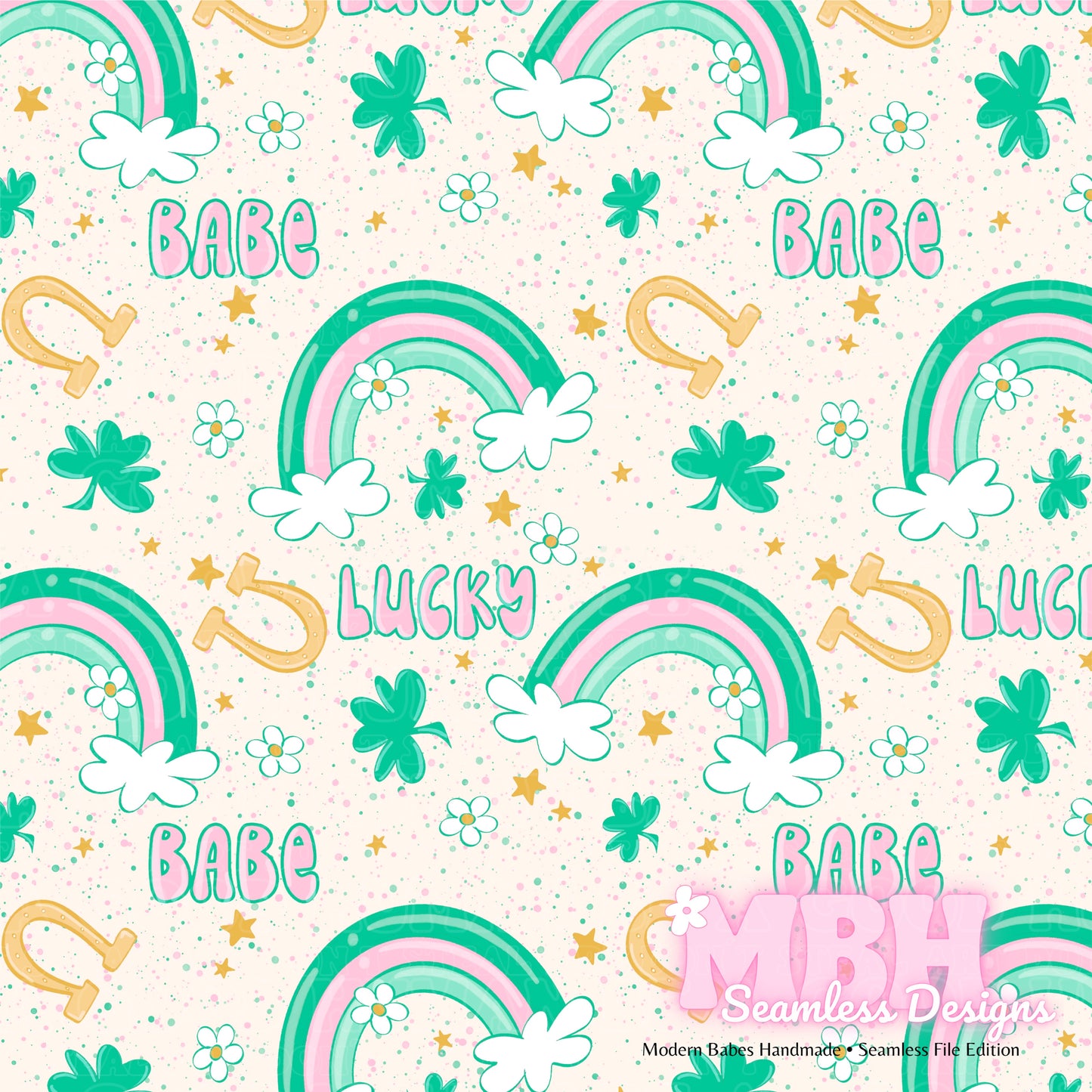 Lucky Babe St. Patty’s Day Assorted Colorways Seamless Pattern