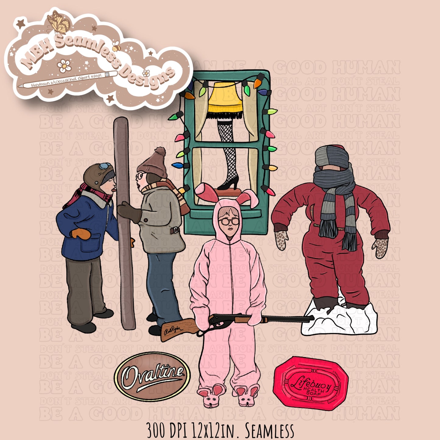 A Christmas Story Starry Spex Seamless Pattern // PNG • MULTIPLE COLORWAYS