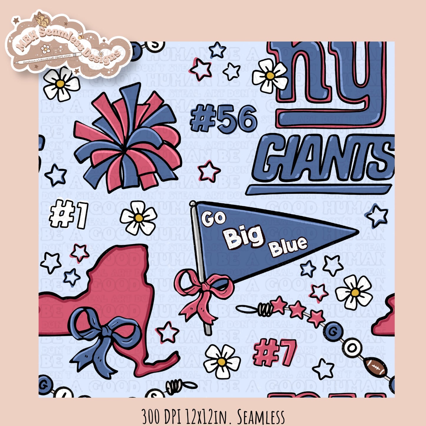 Giants x Daisies Football Seamless Pattern // Assorted Colorways