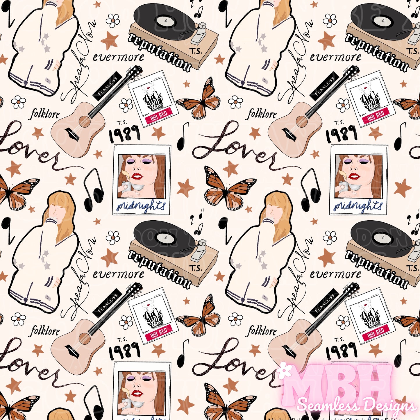 Swiftie Albums Seamless Pattern