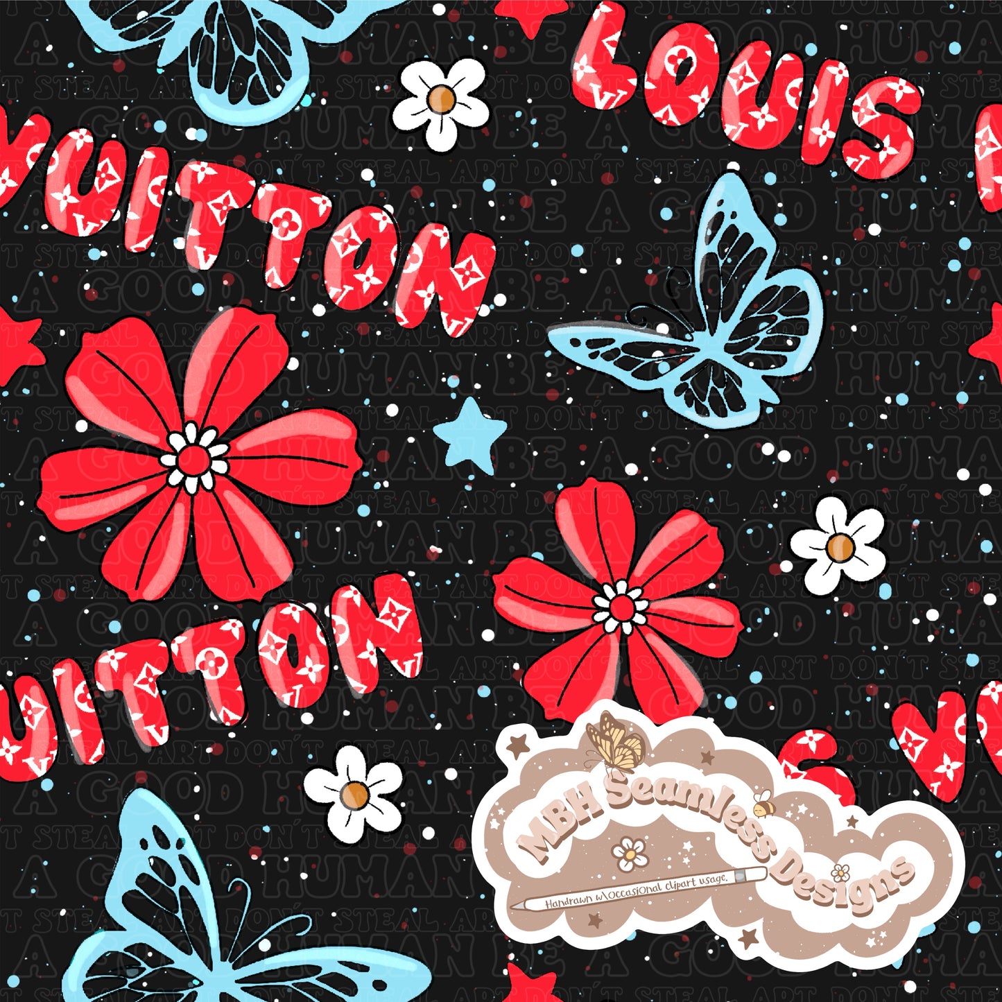 Boujee RWB Butterfly Floral Seamless Pattern MULTIPLE COLORWAYS