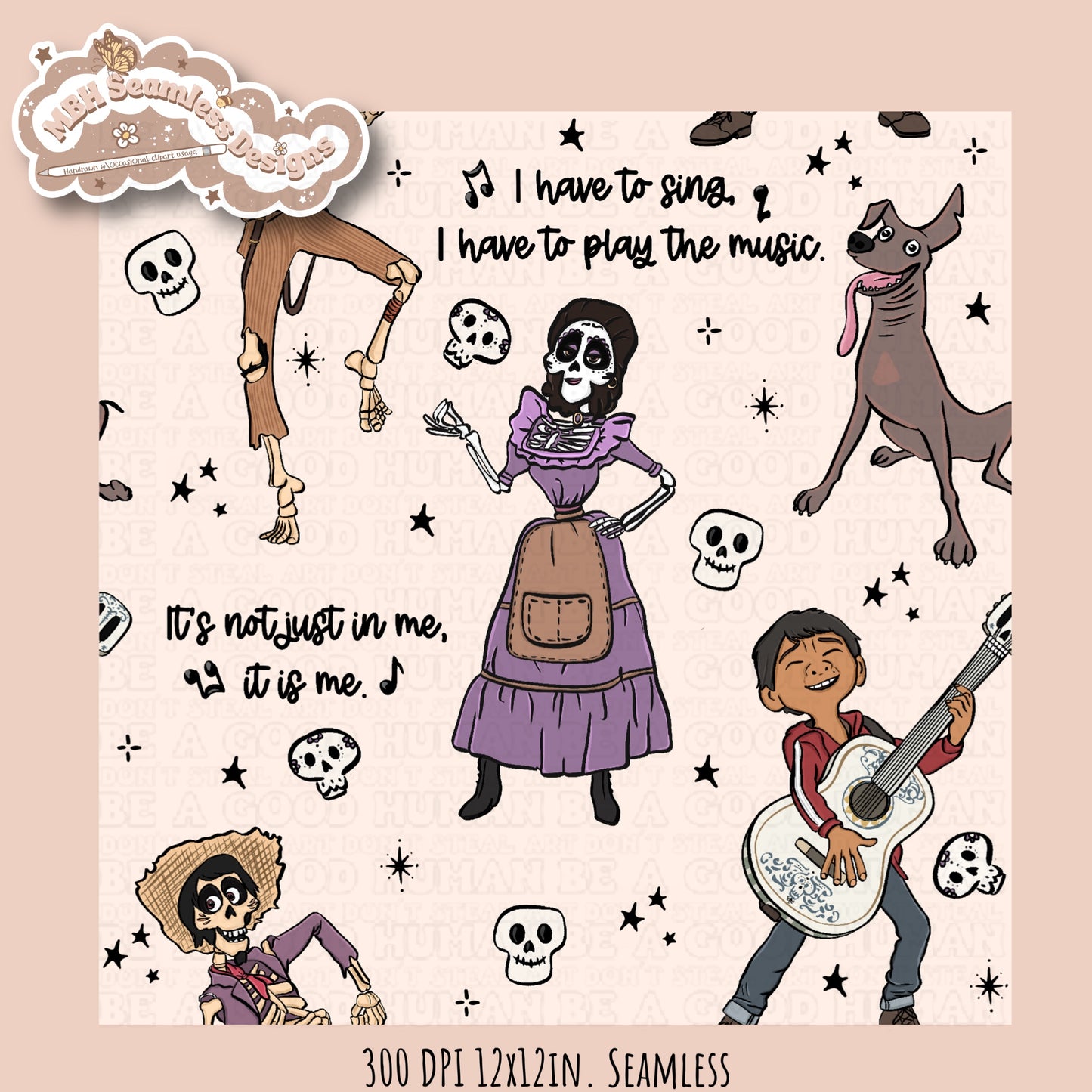 Coco Lyrics Seamless Pattern • Multiple Colorways