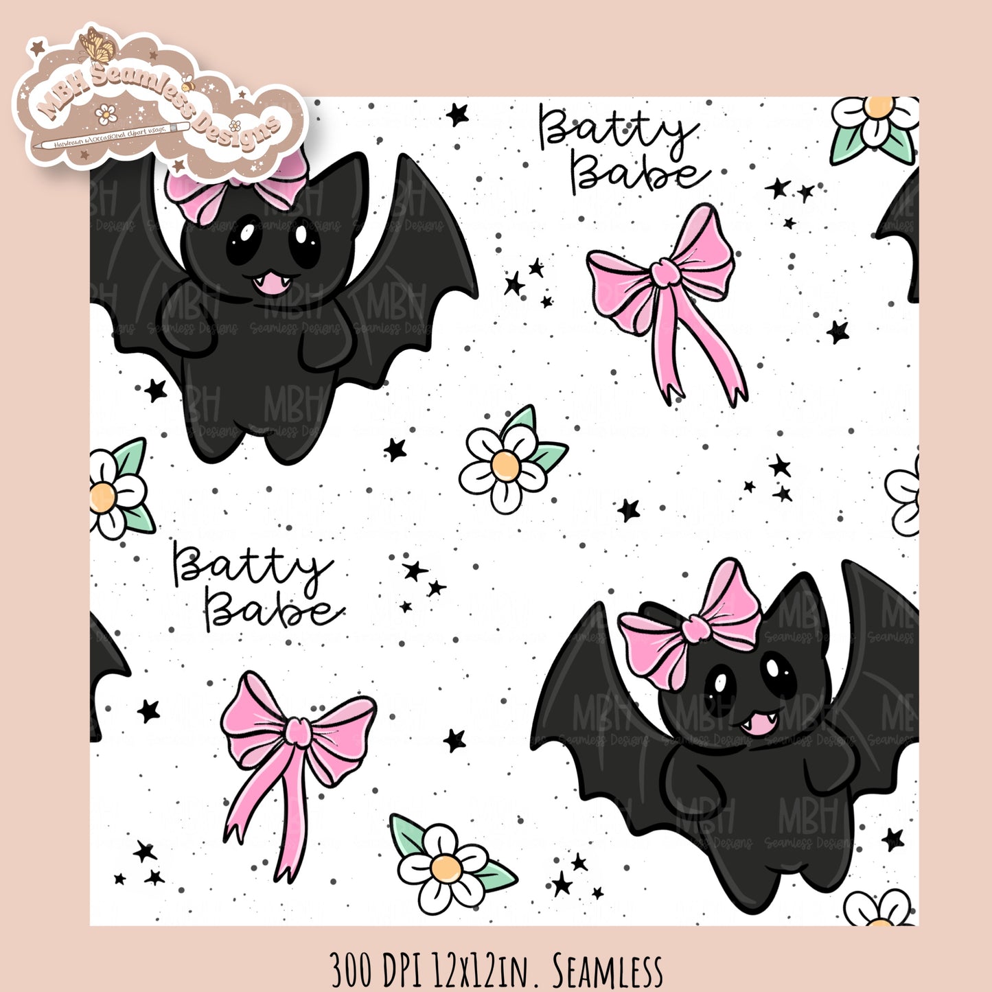 Coquette Bats • Hextober 25 // Seamless Pattern // Multiple Colorway Options
