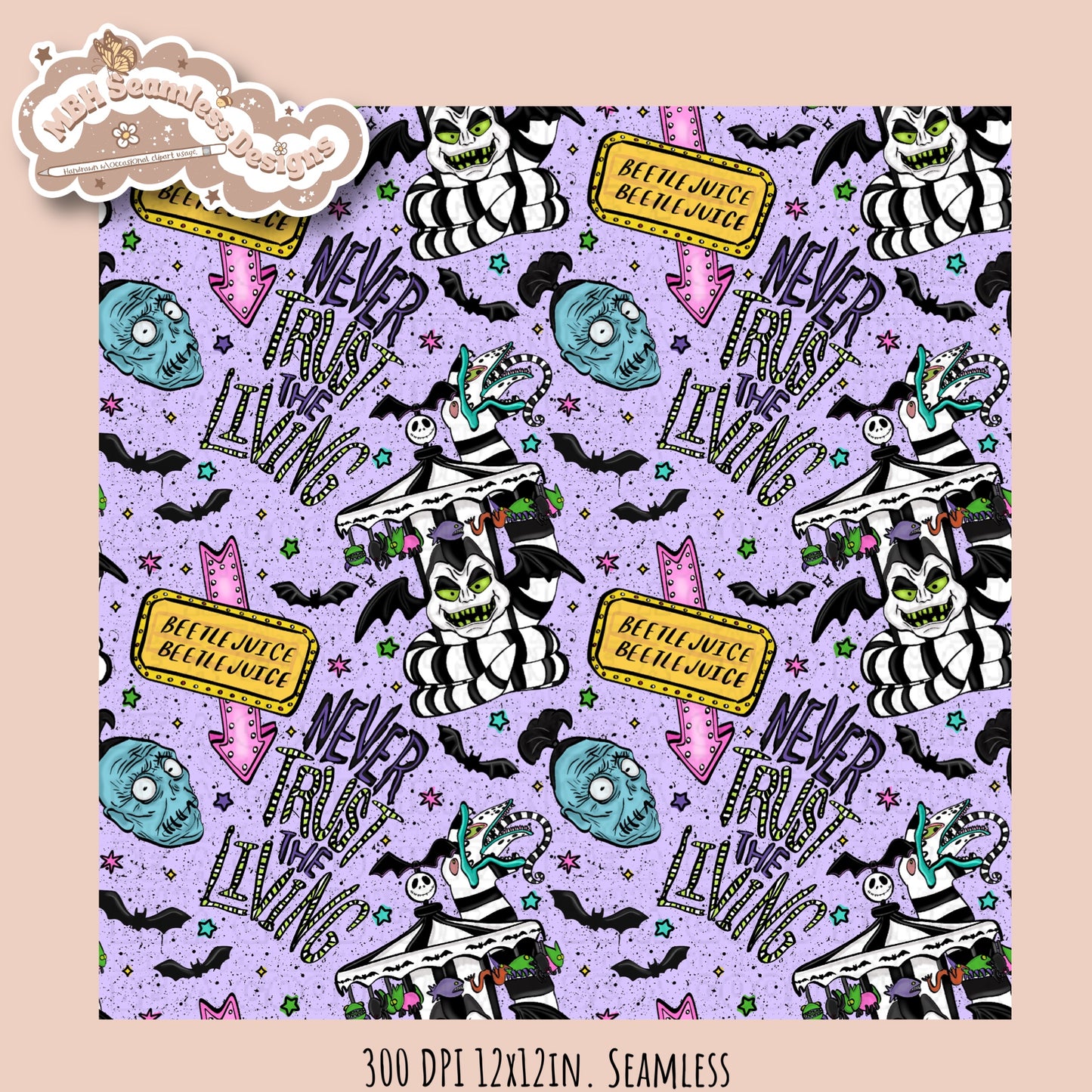 Never Trust The Living Seamless Pattern // PNG // Multiple Colorway Options