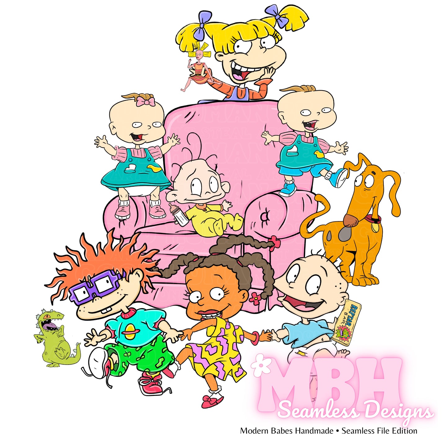 Starry Rugrats Seamless Pattern //PNG •MULTIPLE COLORWAYS