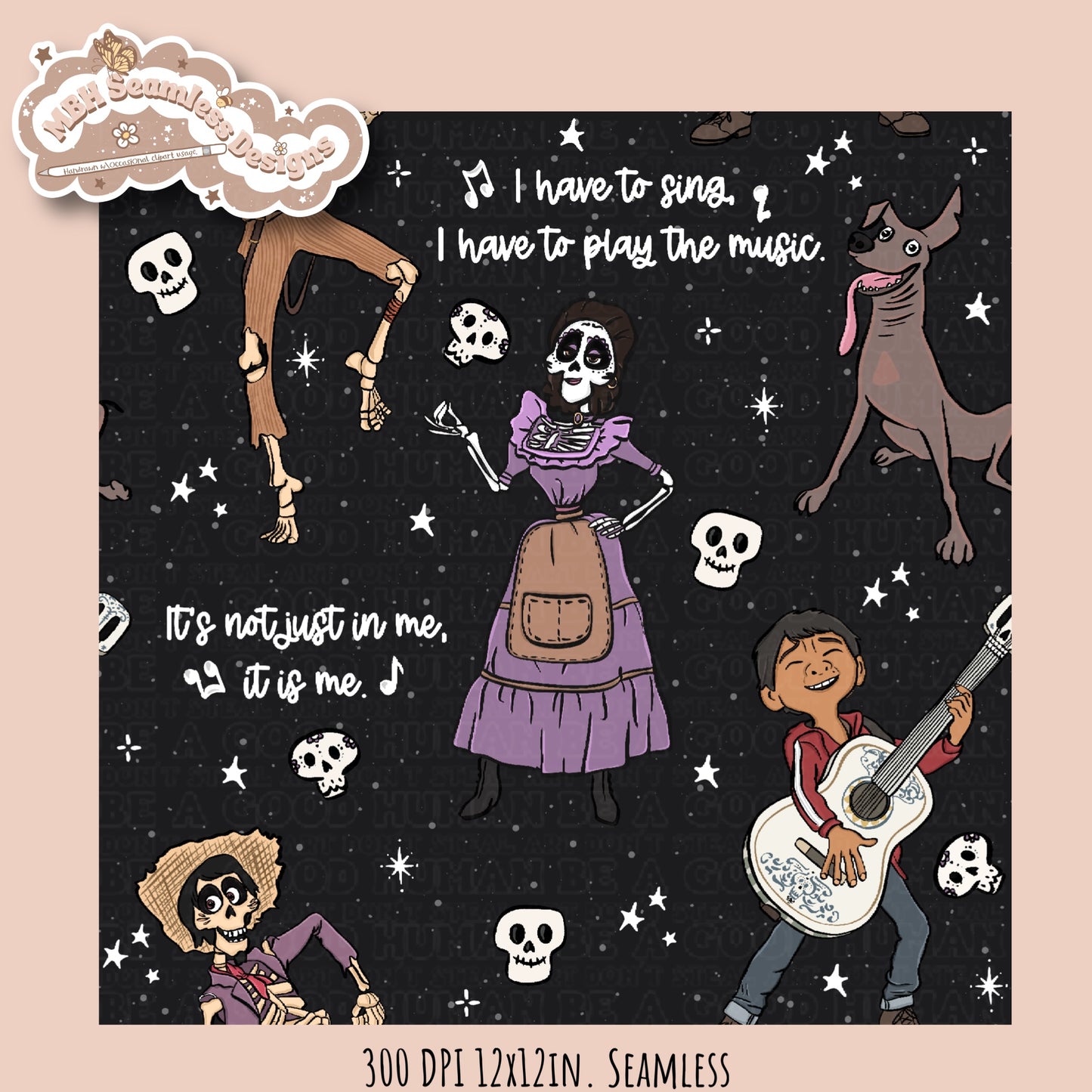 Coco Lyrics Seamless Pattern • Multiple Colorways